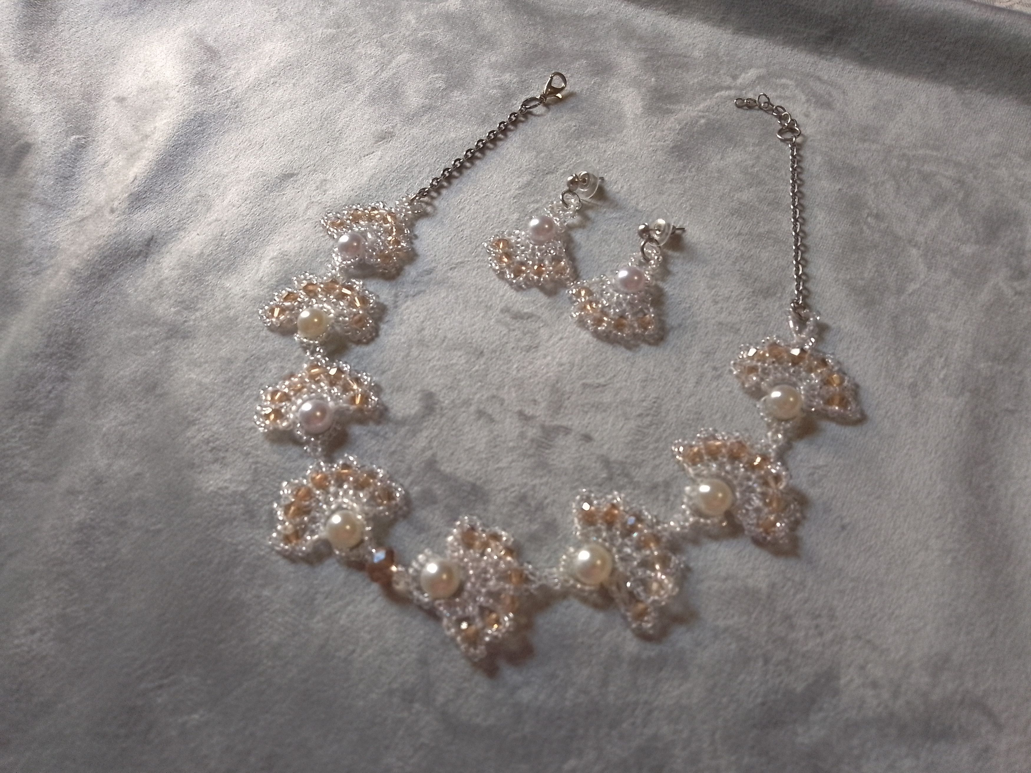 Handmade Necklace. Pearls, Crystal. Earrings. Handmade. Elegant Size ONE SIZE - 8 Thumbnail