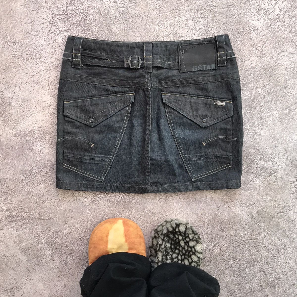 Vintage Vintage Y2K G-Star Mini Skirt Washed Black Streetwear 28 Size 28" / US 6 / IT 42 - 6 Thumbnail