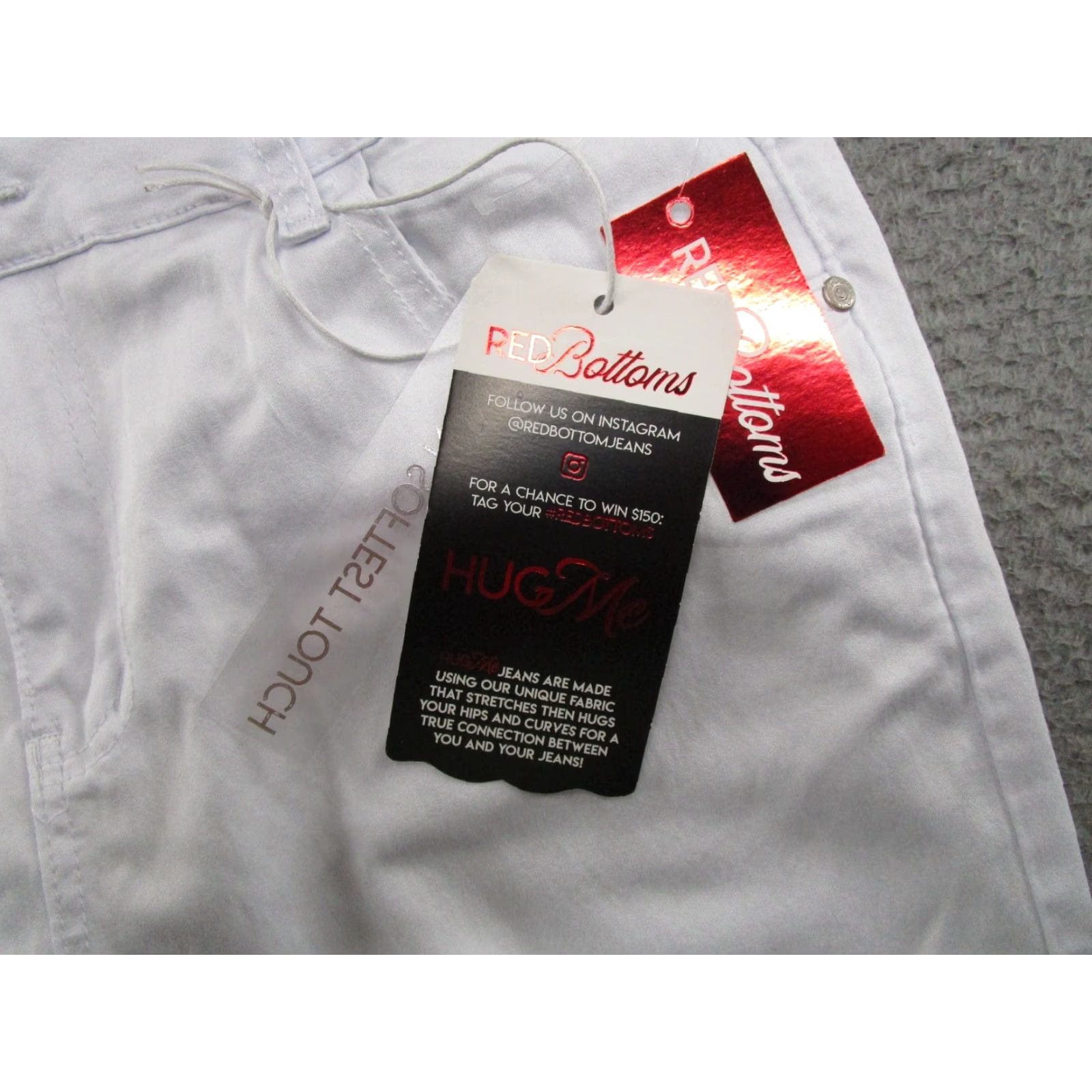 Vintage VINTAGE Red Bottoms White Denim Flare Leg High Rise Hug Me Jeans Women's Size 20 NEW Size 42" / US 20 - 3 Thumbnail