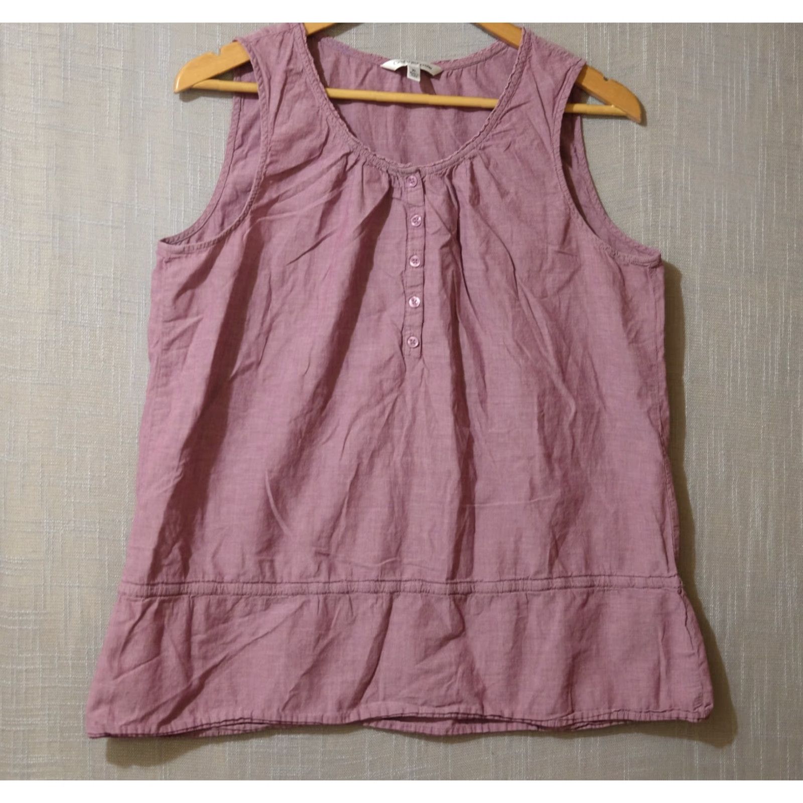 Croft & Barrow CROFT & BARROW Tank Top 100% Cotton 1/2 Button Lightweight Sheer Size XL Dusty Purple Women Sleeveless Round Neck Casual Travel Basic" Size XL / US 12-14 / IT 48-50 - 2 Thumbnail