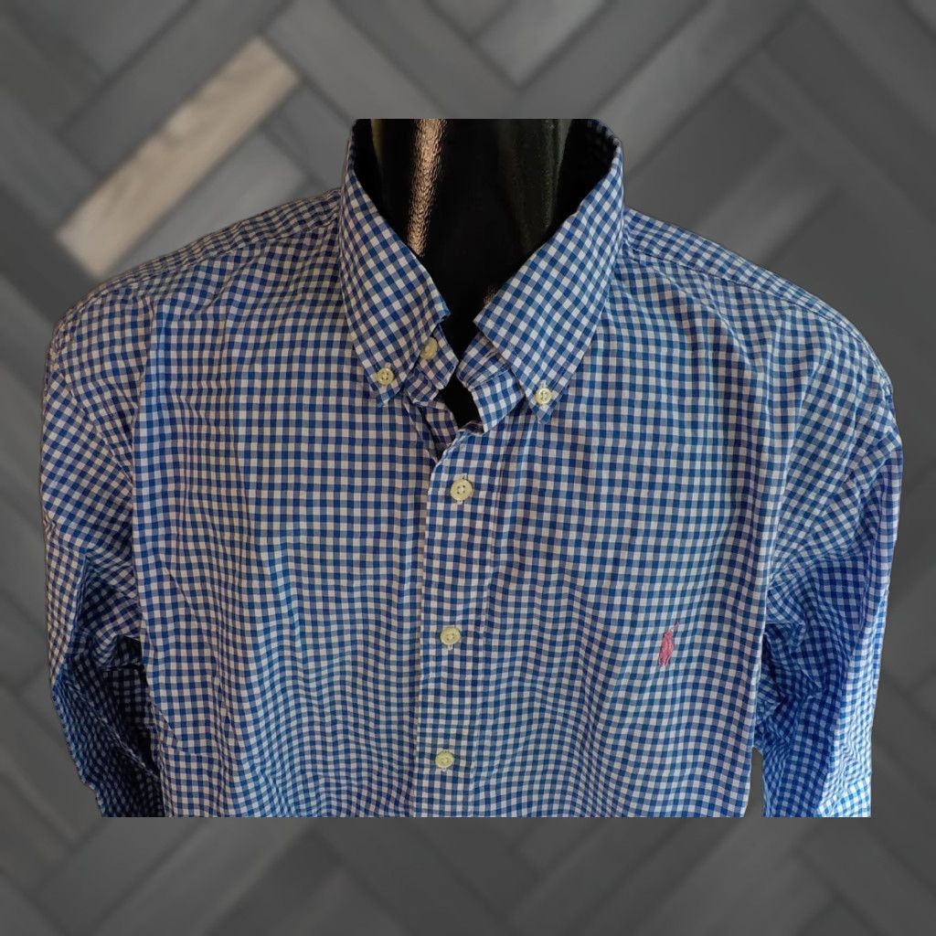 Ralph Lauren RALPH LAUREN 100% Cotton LS Button Down Shirt Blue White XXL Men Checks Size US XXL / EU 58 / 5 - 1 Thumbnail