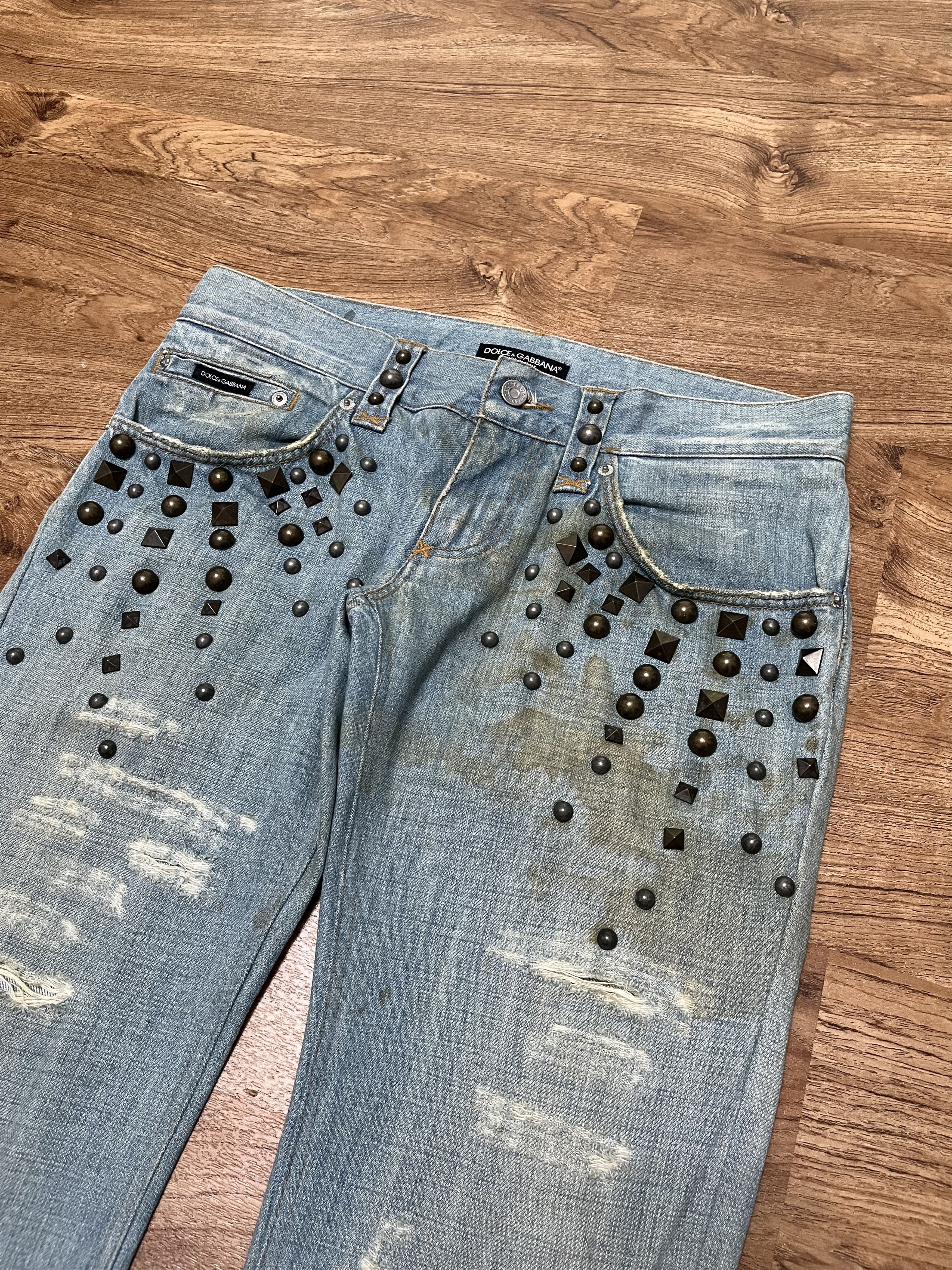 Dolce & Gabbana Dolce & Gabbana FW03 Studded Distressed Jeans Size US 34 / EU 50 - 2 Thumbnail
