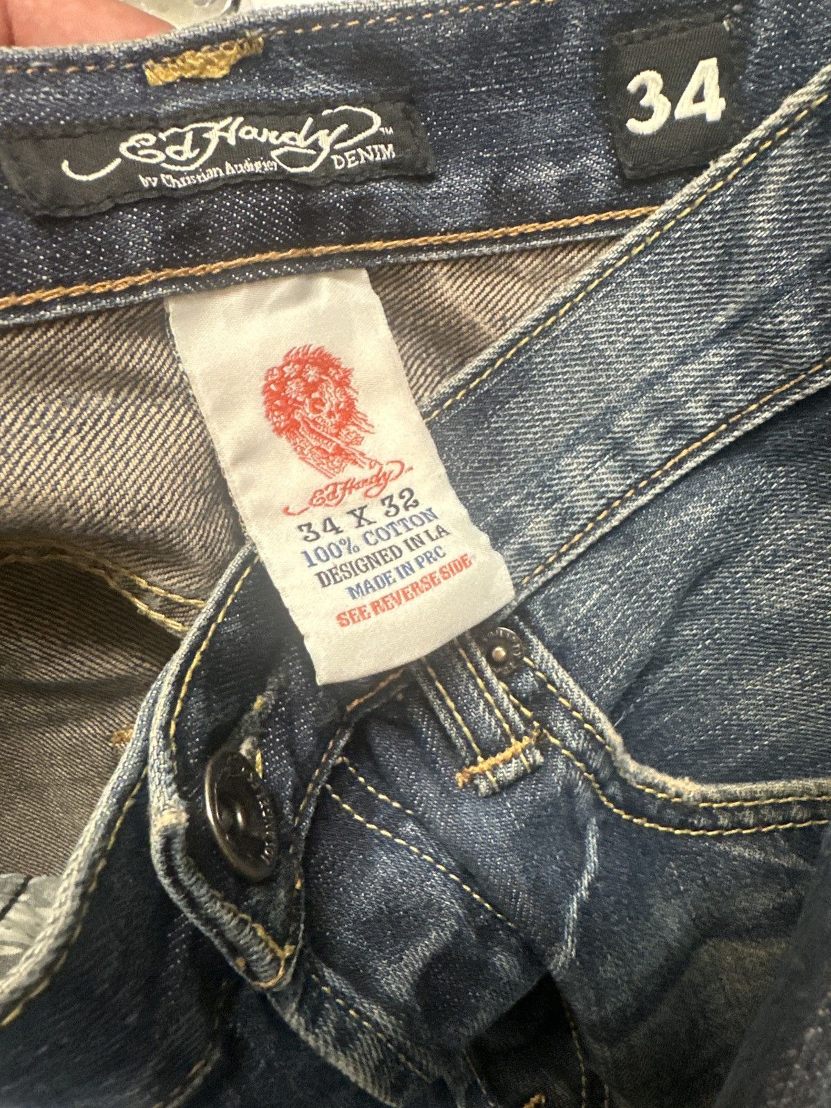 Ed Hardy Rare Ed Hardy Back Print Dragon Denim Size US 34 / EU 50 - 8 Thumbnail