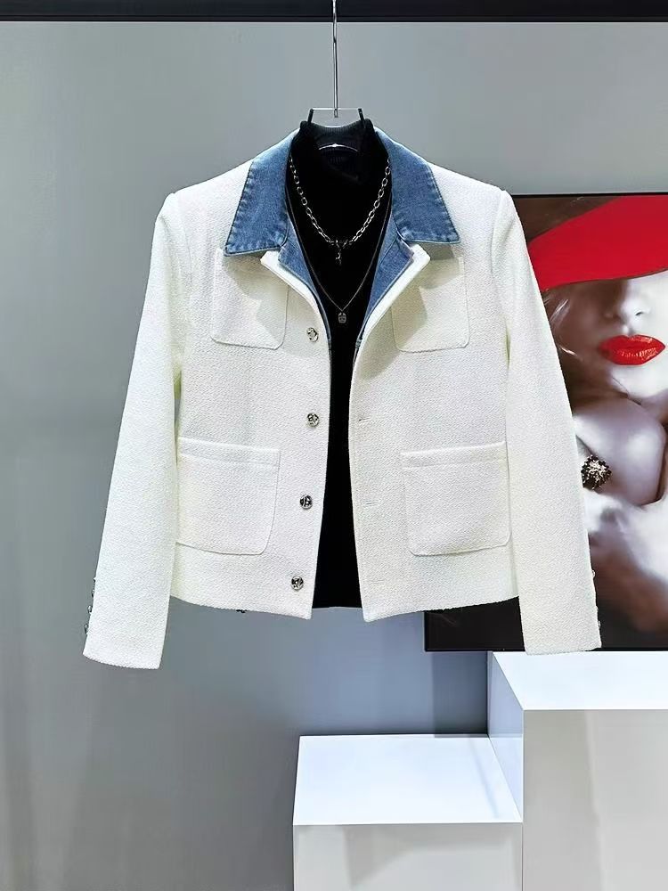 Vintage Denim Collar White Jacket Size US M / EU 48-50 / 2 - 1 Thumbnail
