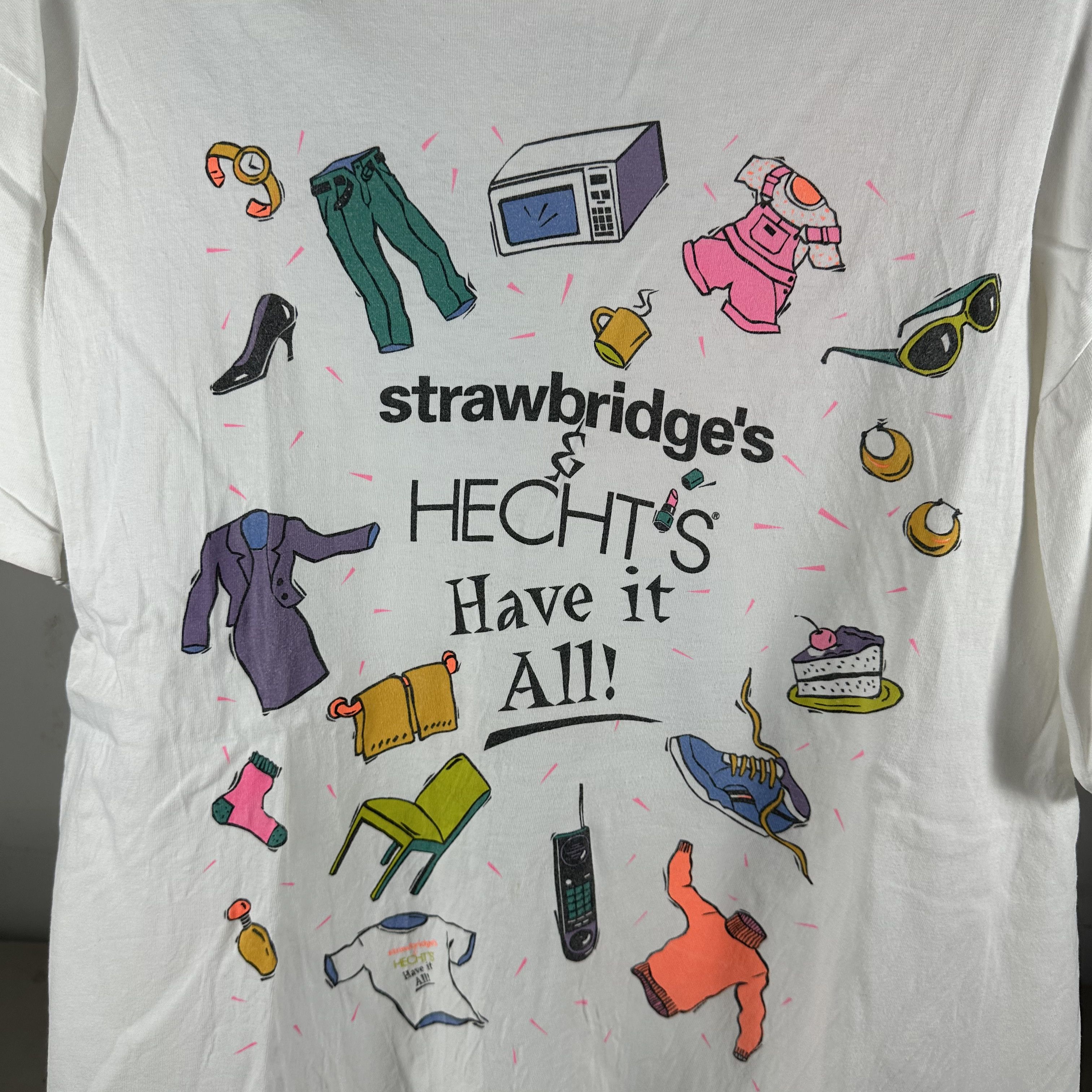 Vintage 90s Strawbridge's & Hecht's Shopping Mall Artwork T-shirt Size US XL / EU 56 / 4 - 2 Thumbnail