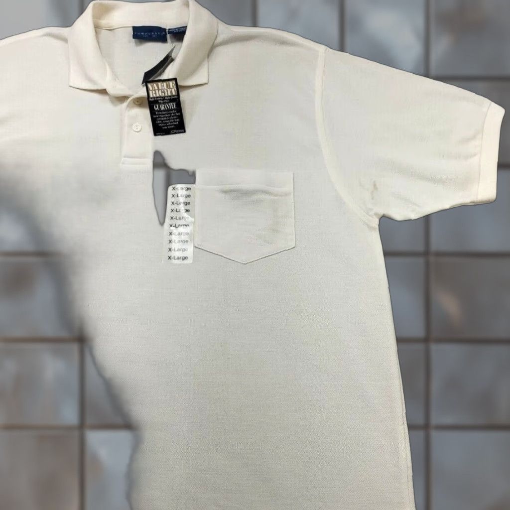 Vintage VINTAGE Towncraft Polo Shirt Mens XL Ivory Short Sleeve Golf Polo Shirt TC Towncraft Polo Size US XL / EU 56 / 4 - 1 Thumbnail