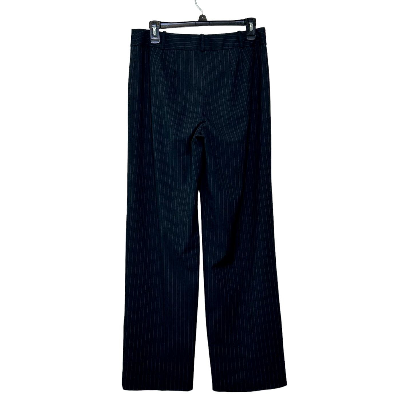 Loft Loft black striped wide legs flat front pants size 6 Size 28" / US 6 / IT 42 - 2 Thumbnail