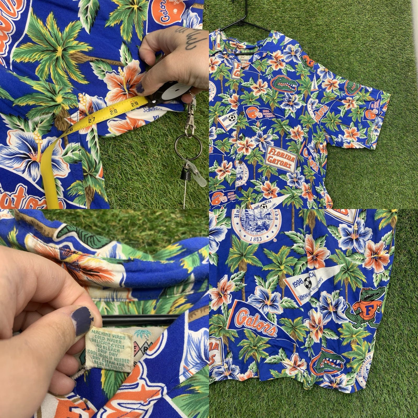 Reyn Spooner Vintage Reyn Spooner Men's Hawaiian Shirt 2XL Short Sleeve Button-Up Blue Floral Tropical Size US XXL / EU 58 / 5 - 8 Thumbnail