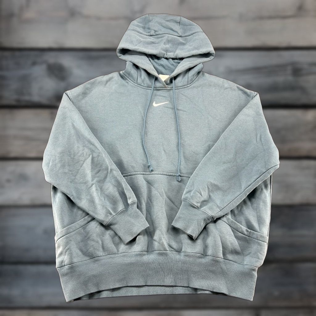 Nike Nike Hoodie Womens L Blue Center Swoosh Club Fleece Pullover Sweatshirt Cotton Size L / US 10 / IT 46 - 1 Thumbnail