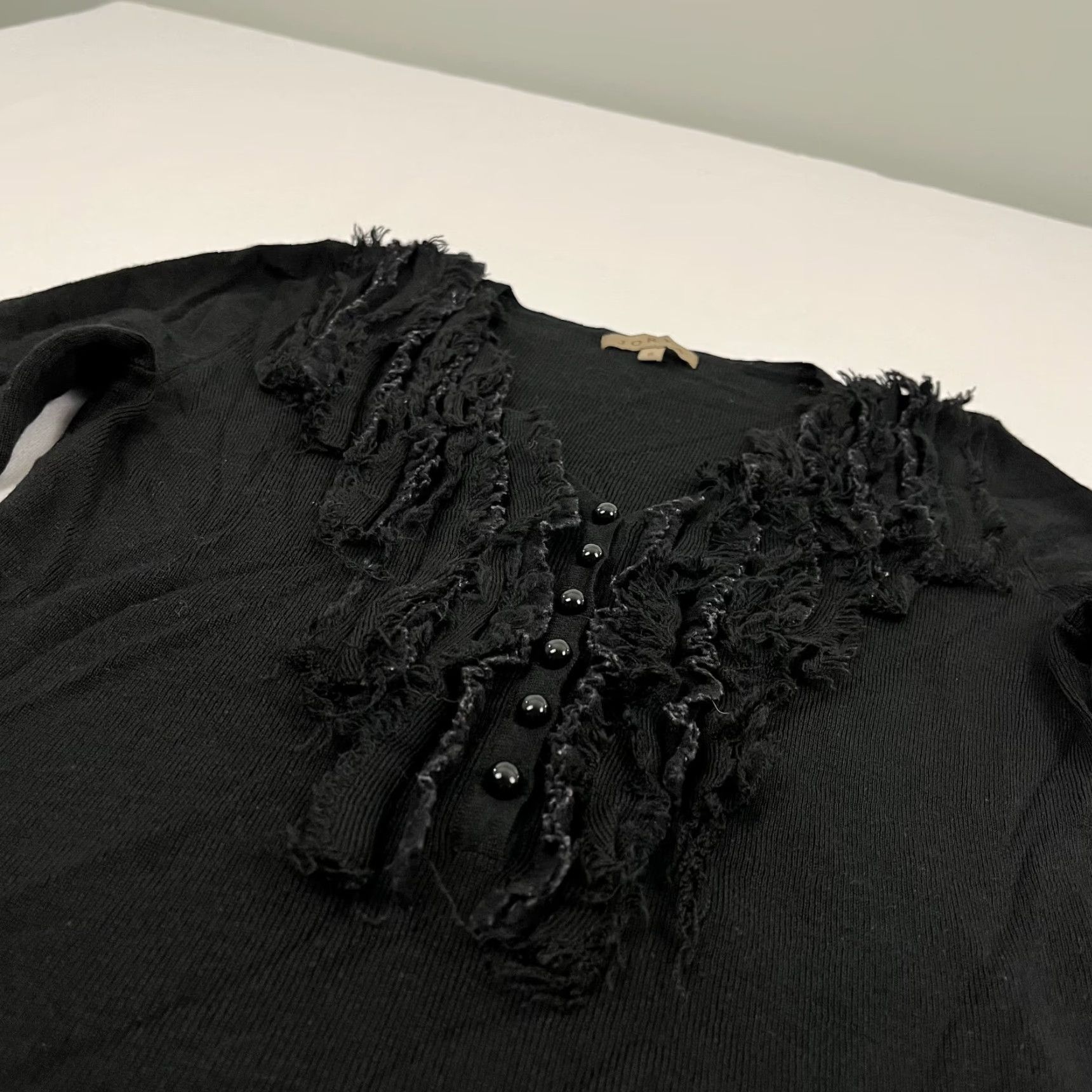 Vintage Jorya Blouse Shirt Womens Size 8 XS / S Black Wool Blend Edgy Goth Ruffled Y2K Vintage Style Classic Womens Size M / US 6-8 / IT 42-44 - 7 Thumbnail