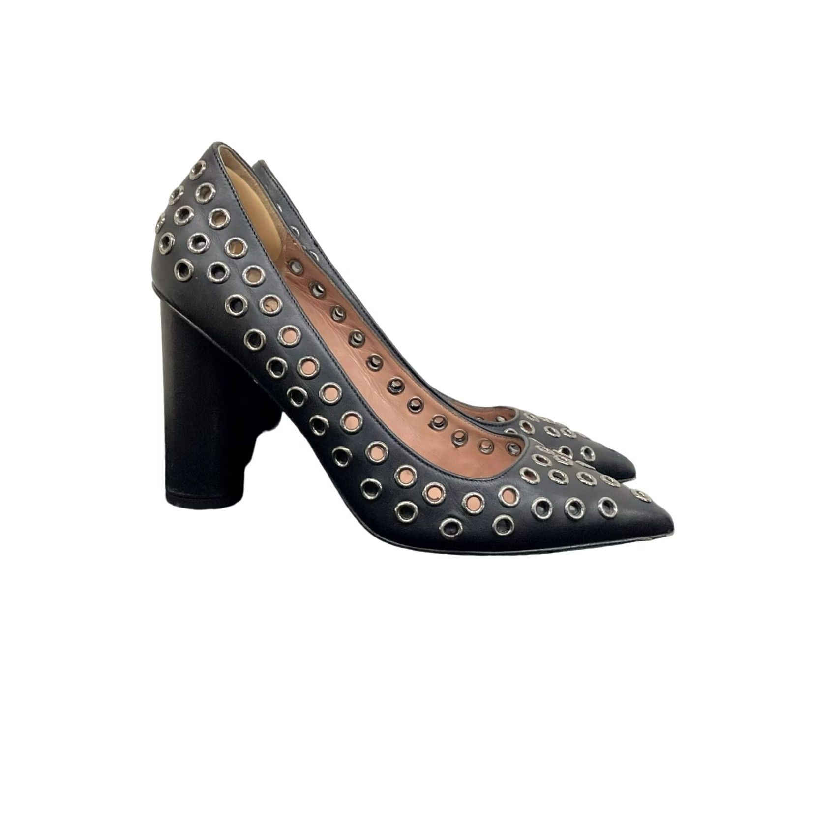 Vintage Valentino RED Block Heel D'Orsay Women 6.5 Black Shoes Size US 7 / IT 37 - 2 Thumbnail