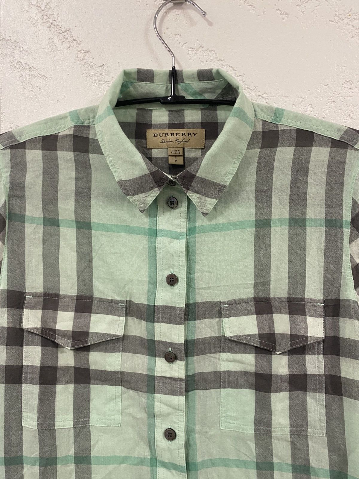 Burberry Burberry Nova Check Mint Green Shirt Size: S Size S / US 4 / IT 40 - 2 Thumbnail