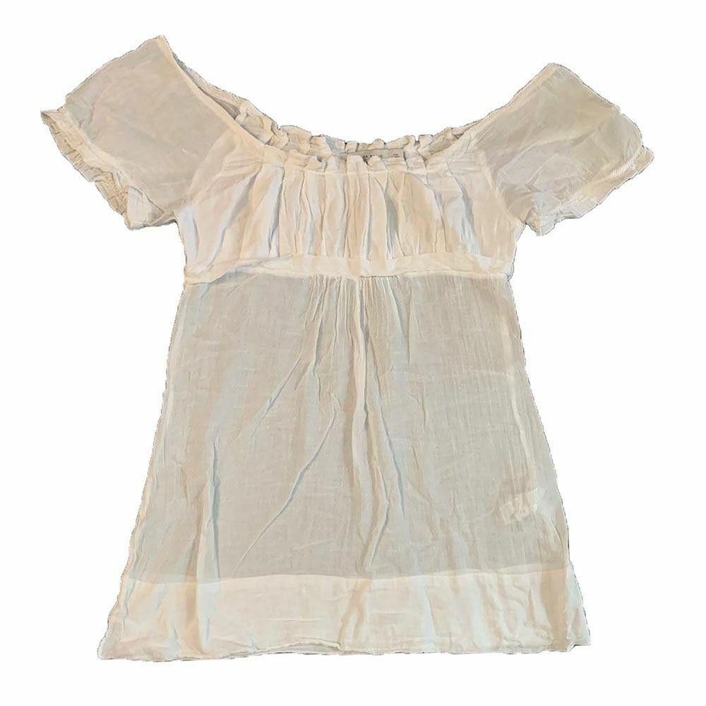 Designer Pre Owned White Hand Made Blouse M Size M / US 6-8 / IT 42-44 - 2 Thumbnail