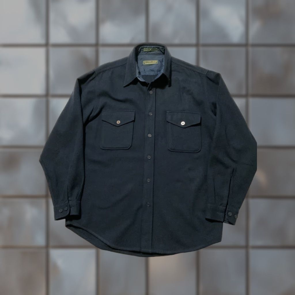 Levi's VINTAGE Levi's Button-Front Shirt Navy Blue Wool Flannel Sutter Creek Sz. M Long Sleeve Size US M / EU 48-50 / 2 - 1 Thumbnail
