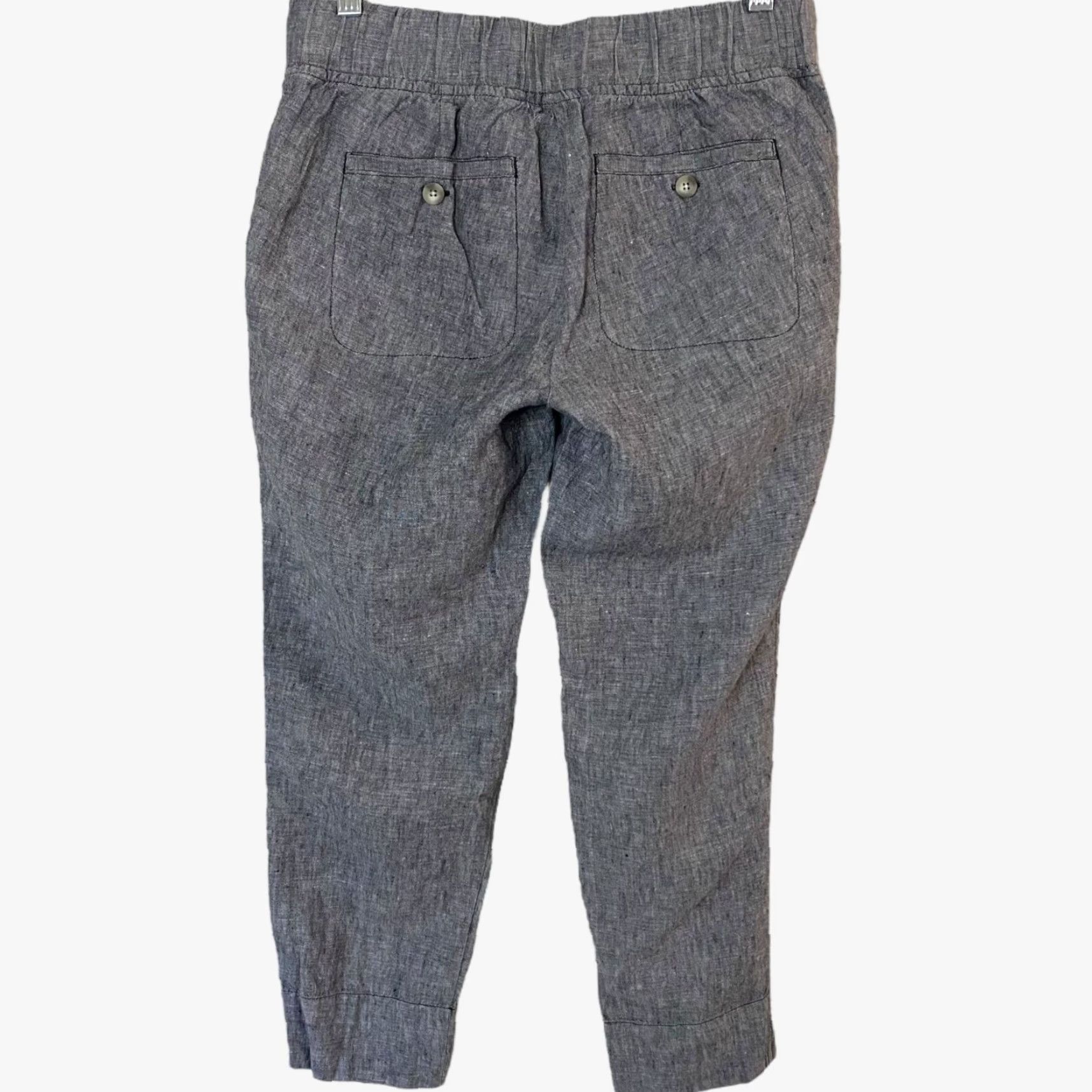 Athleta Athleta Linen Ankle Pant Gray Women's Size 4 Drawstring Cropped Casual Comfort Size 27" / US 4 / IT 40 - 3 Thumbnail