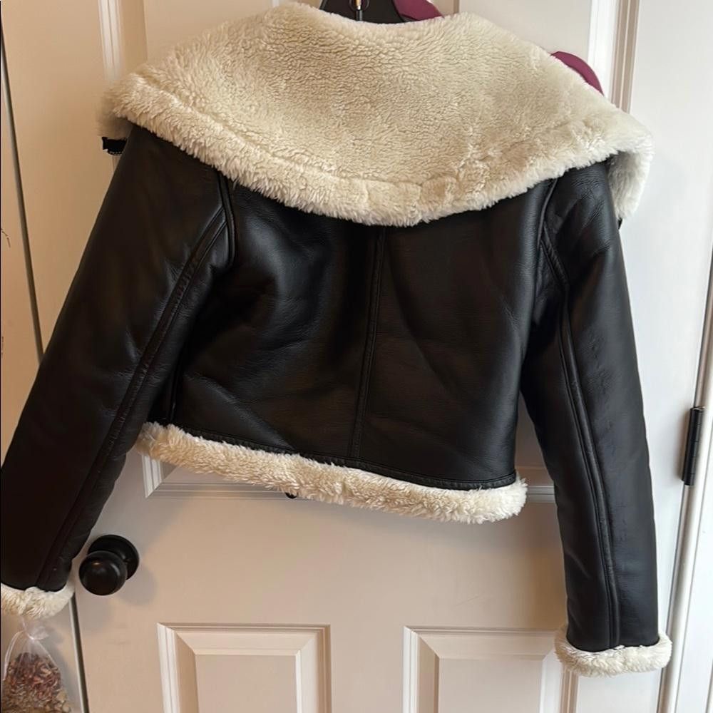 Designer Jason Wu Black Jacket with Cream Shearling used Size XS / US 0-2 / IT 36-38 - 8 Thumbnail
