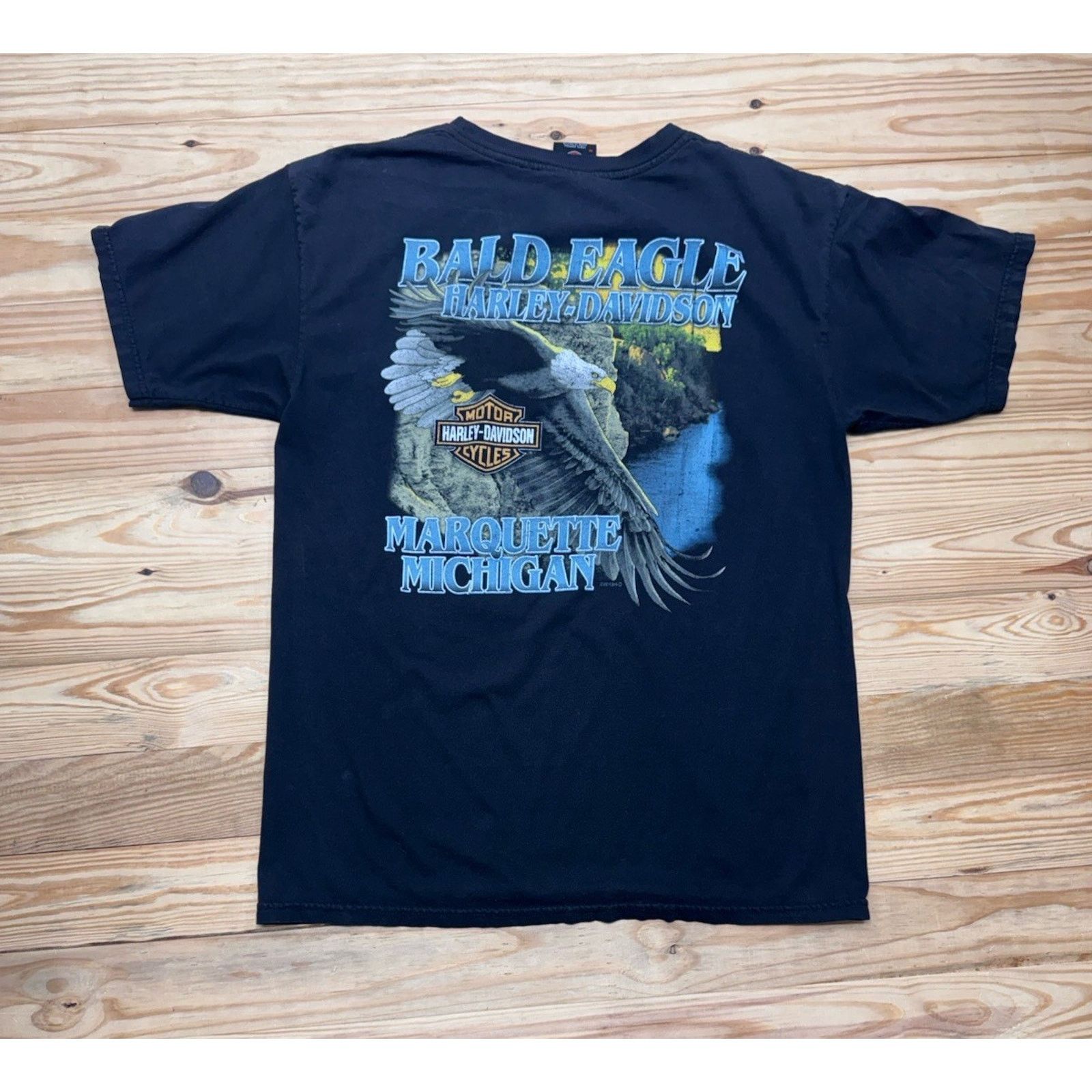 Harley Davidson Bald Eagle Harley-Davidson Marquette, MI Black T-Shirt Men M Size US M / EU 48-50 / 2 - 2 Thumbnail