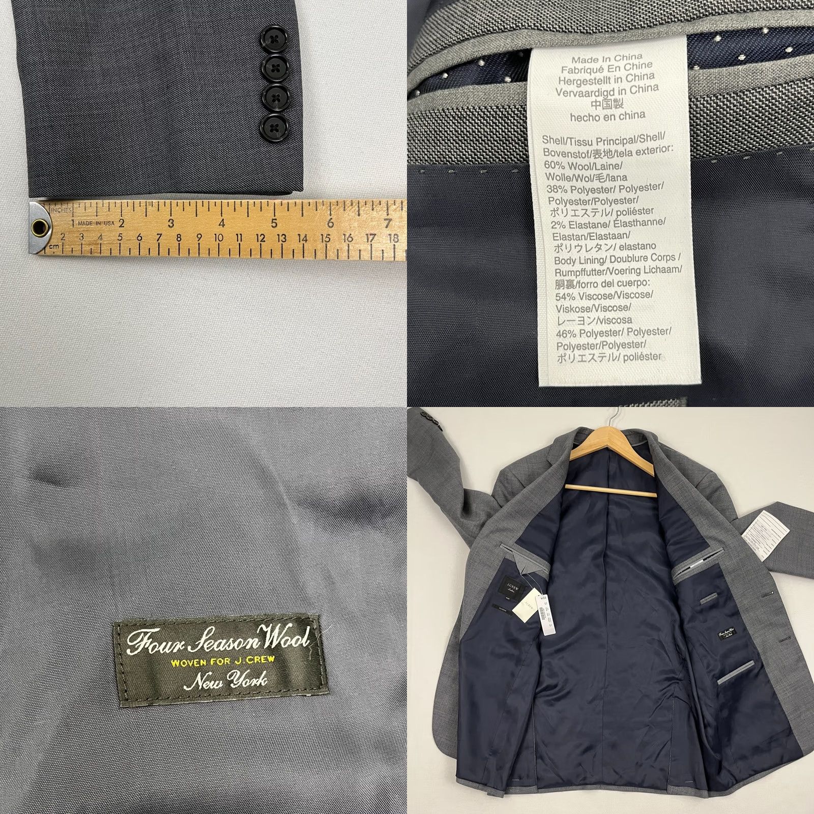 J.Crew J.CREW Ludlow Blazer Men 40R Gray Wool Four-Season Classic Fit Jacket Size 40R - 8 Thumbnail