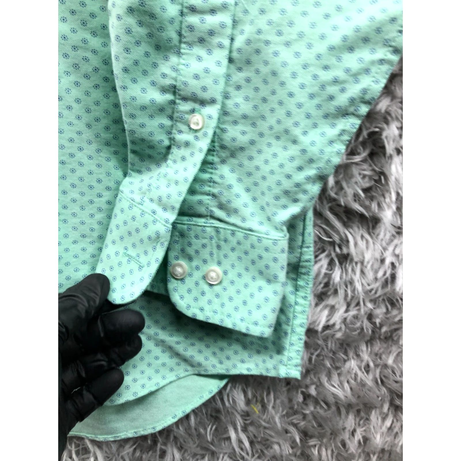 Stafford Stafford Travel Shirt Mens Regular Size 15.5 Green Long Sleeve Button-Up Collar Spread Geometric Pattern Modern Classic Outdoor Size US L / EU 52-54 / 3 - 3 Thumbnail