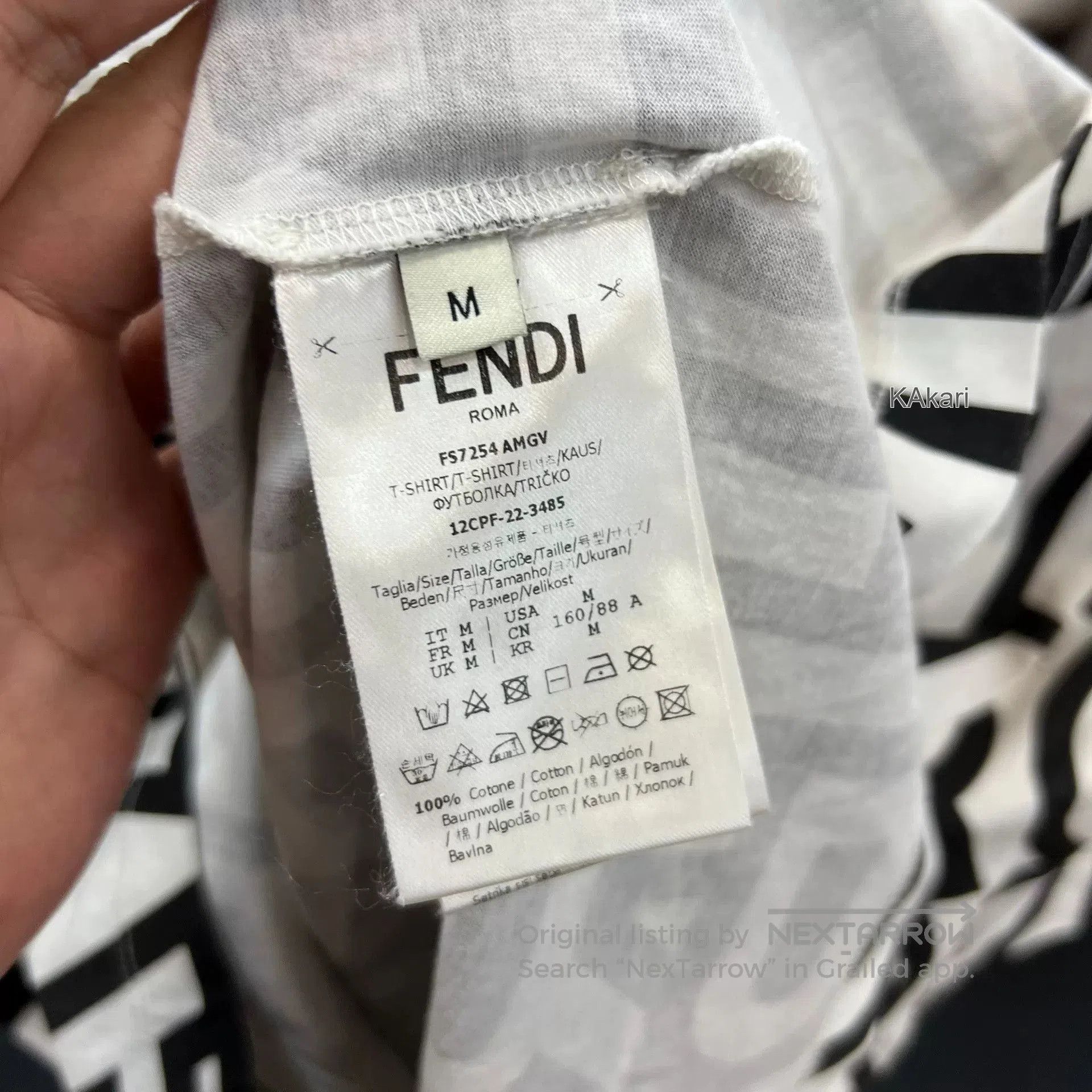 Fendi FENDI Black White Logo Print Short Sleeve M. Size US M / EU 48-50 / 2 - 3 Thumbnail