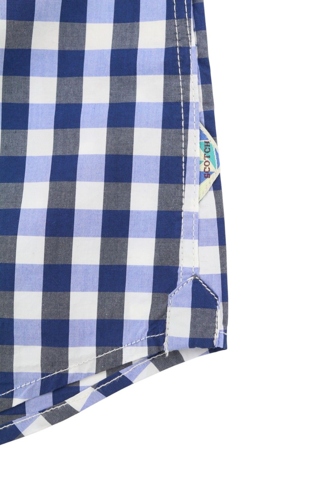 Scotch & Soda S Blue Checked Cutaway Button-Up Short Sleeve Shirt 89049 Size US S / EU 44-46 / 1 - 8 Thumbnail