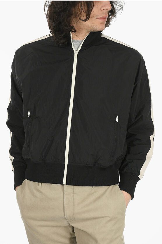 image of Palm Angels Og1Mm0524 Nylon Bomber Jacket In Black, Men's (Size Small)