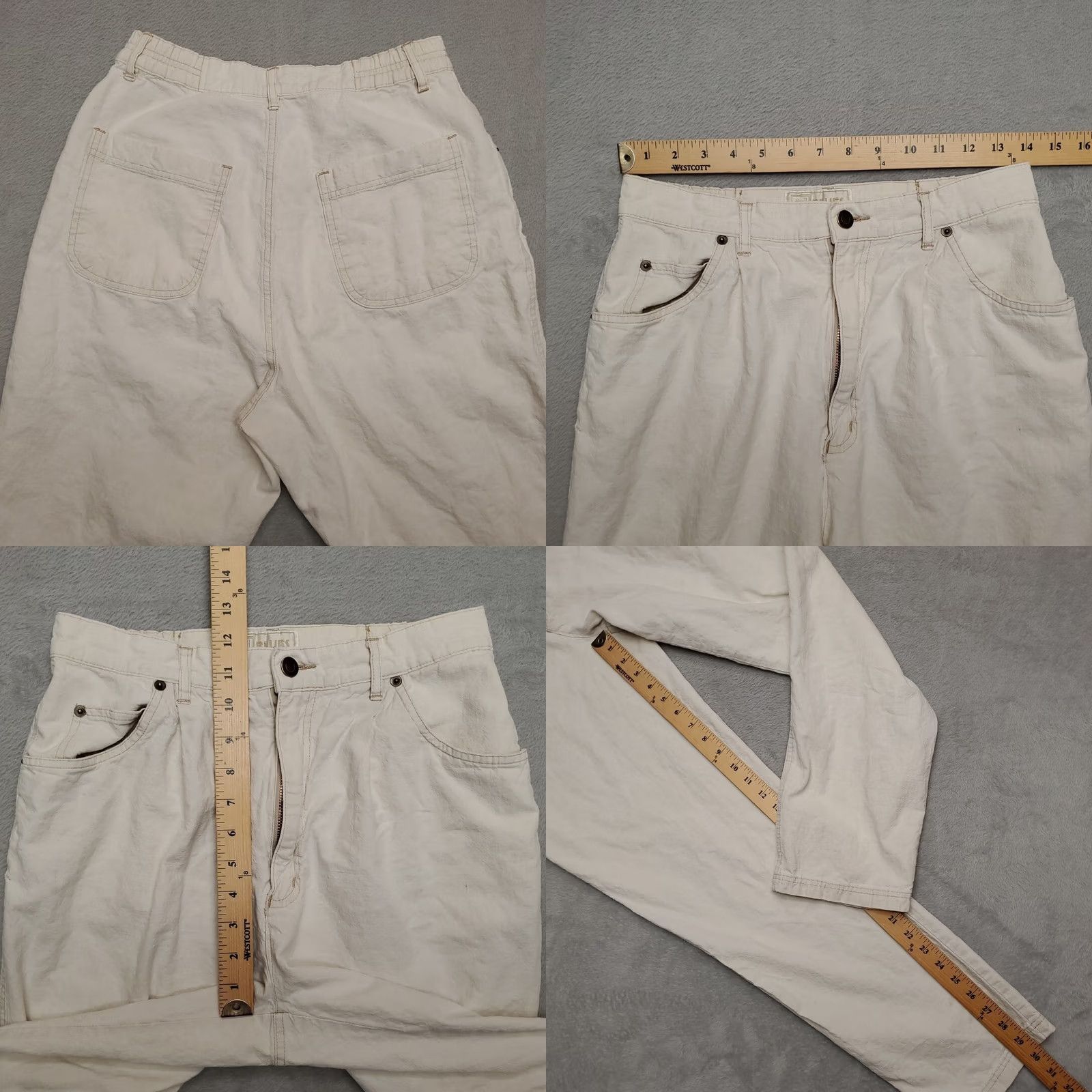 Vintage VINTAGE Id Blues VTG Linen Blend Pants Women 12 White Taper Leg Pleated Front 90s Y2K Casual Womens Size 34" / US 12 / IT 48 - 8 Thumbnail