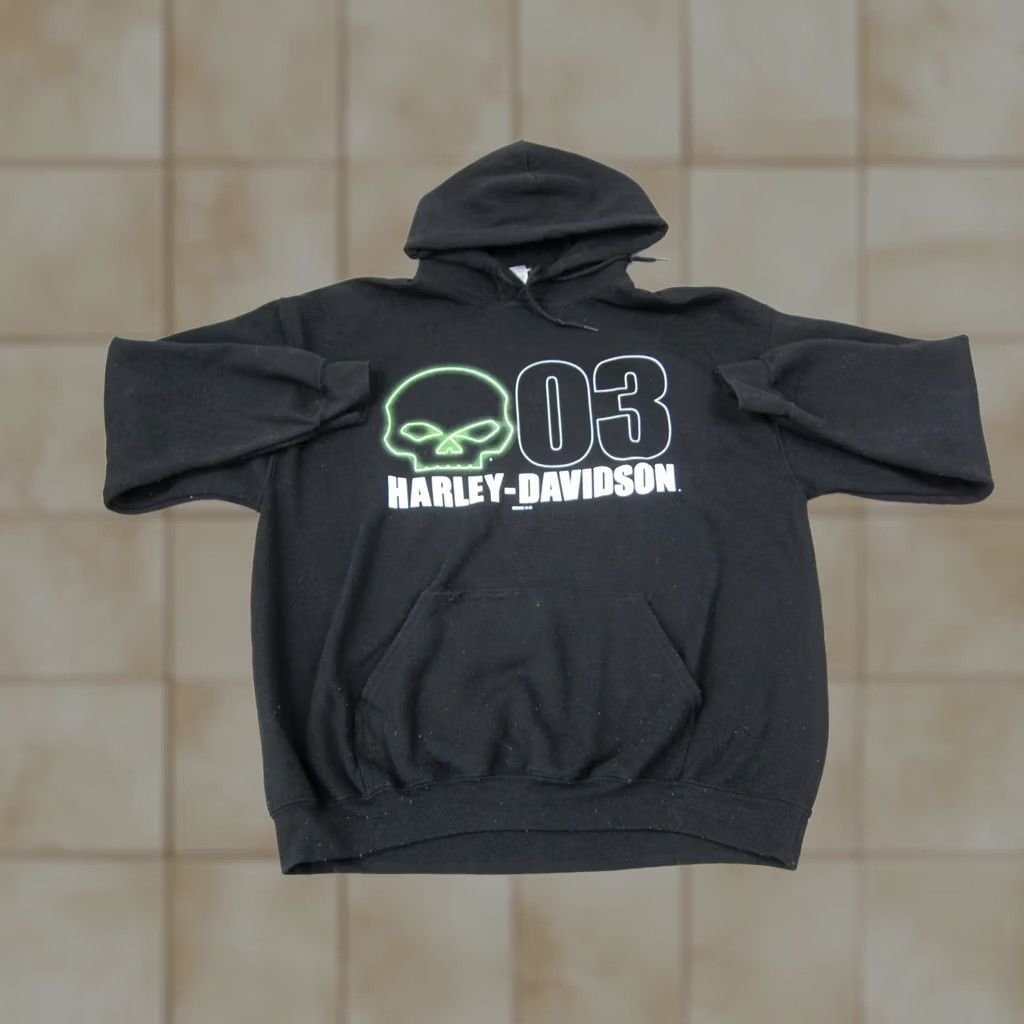 Harley Davidson Harley Davidson Hoodie Mens Large Black Green Skull Cedar Rapids Sweatshirt Size US L / EU 52-54 / 3 - 1 Thumbnail