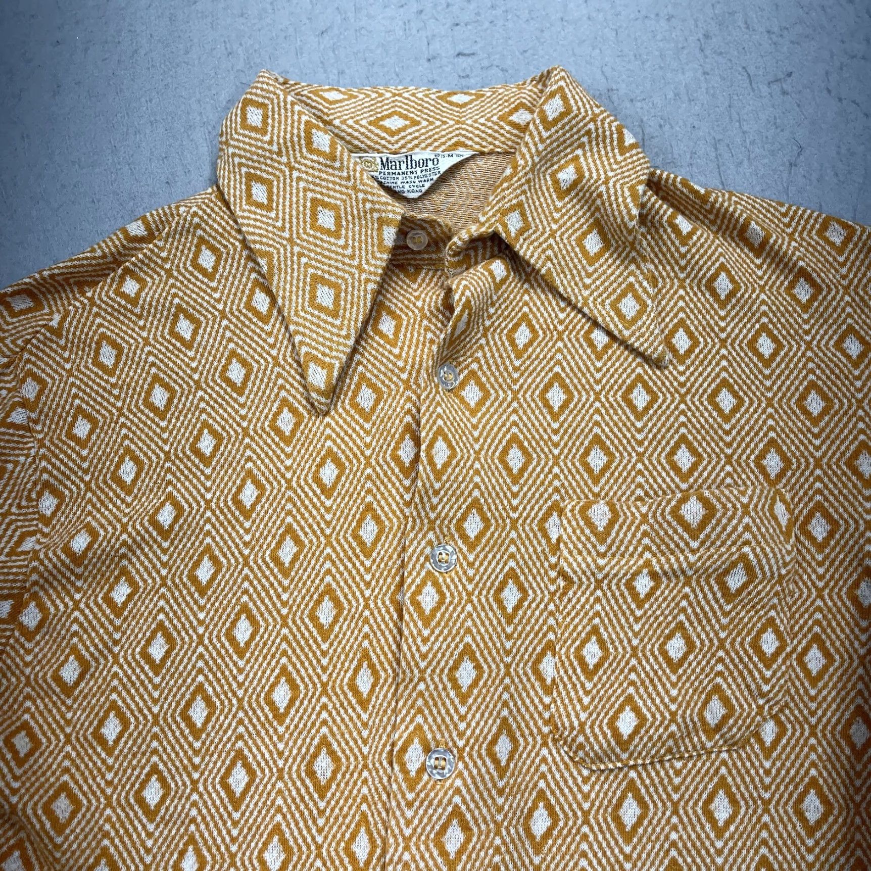 Marlboro VINTAGE Marlboro Shirt Mens Medium Orange Geometric Permanent Press Disco 70s Size US M / EU 48-50 / 2 - 2 Thumbnail