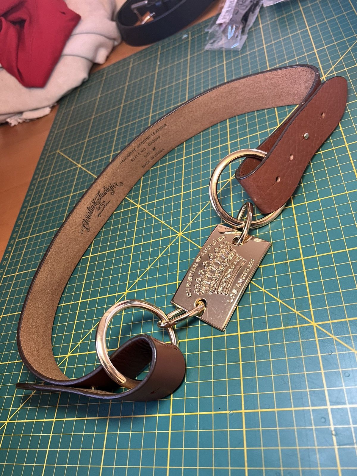 Christian Audigier Vintage Christian Audigier gold crown buckle leather belt Size ONE SIZE - 15 Thumbnail
