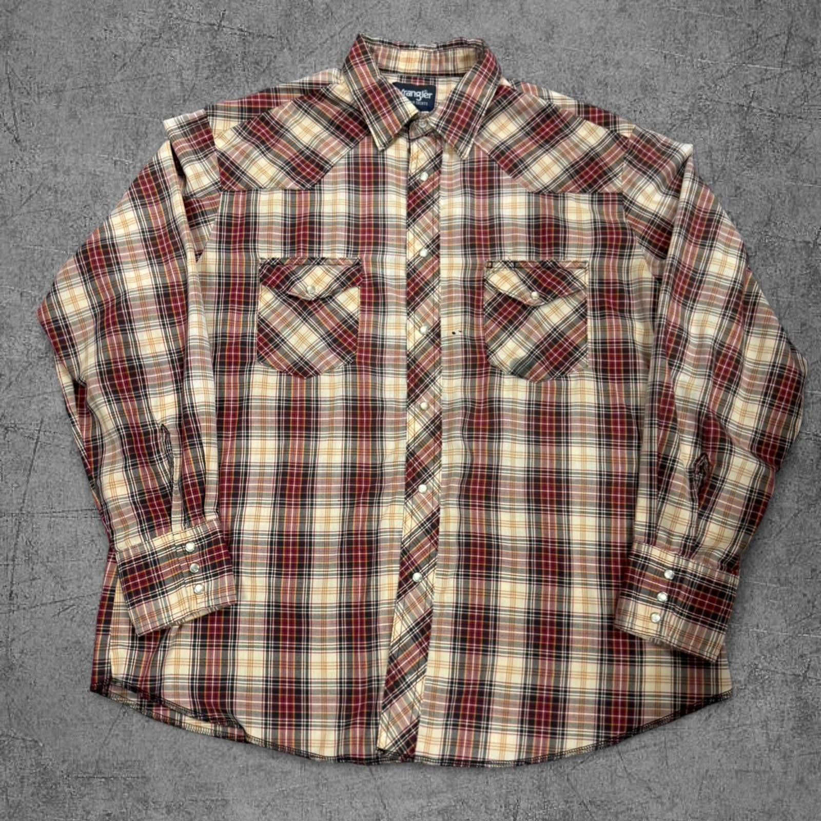 Wrangler Vintage Wrangler Plaid Western Pearl Snap Button Up Size US XL / EU 56 / 4 - 2 Thumbnail
