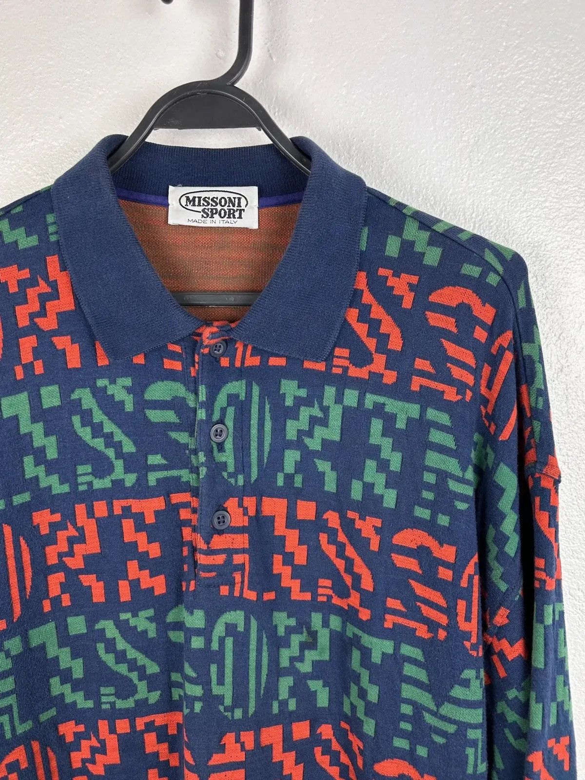 Missoni 90s Vintage Missoni Allover Inscription Collared Sweatshirt Size US L / EU 52-54 / 3 - 2 Thumbnail