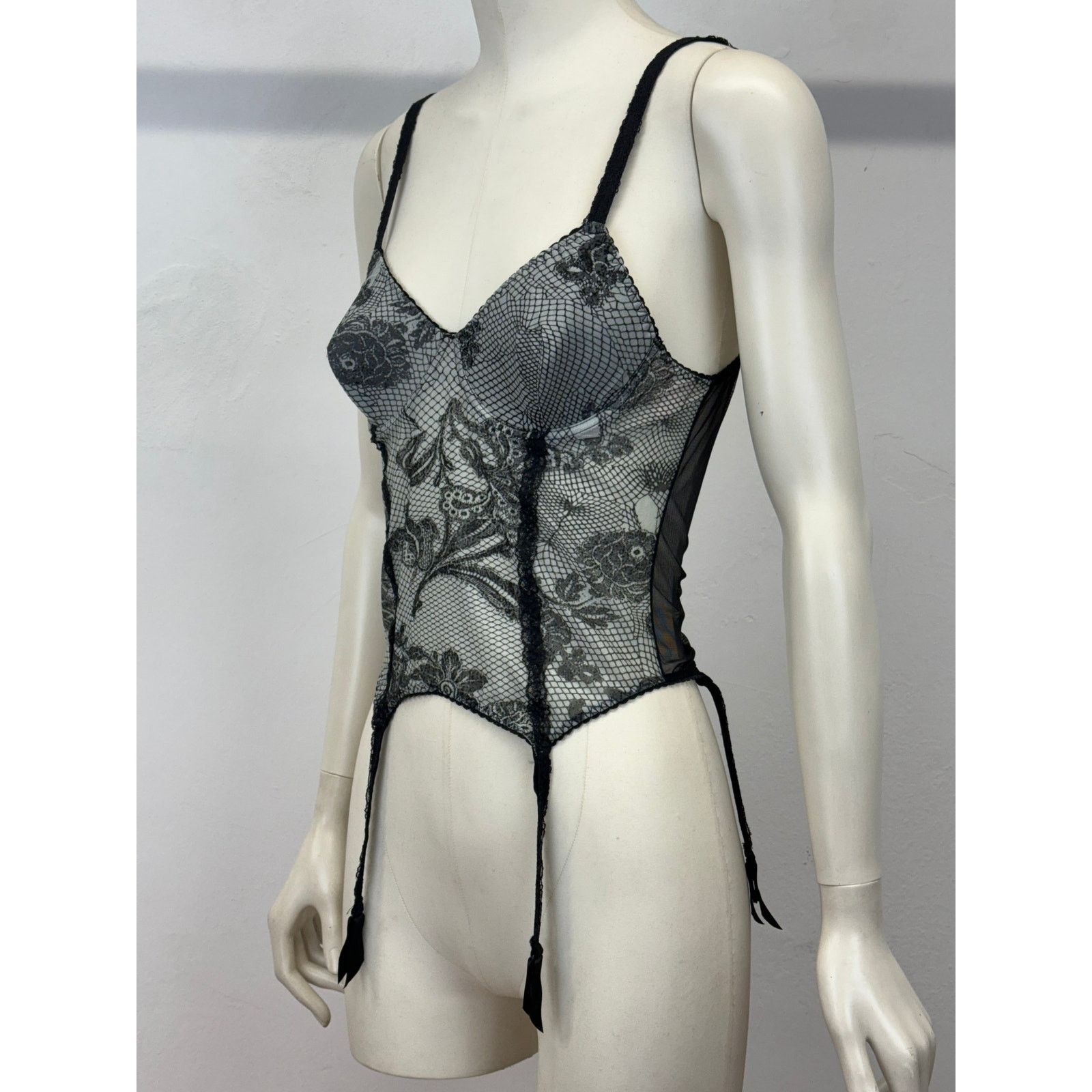 Roberto Cavalli A/W2003 Roberto Cavalli floral mesh corset bustier Size M / US 6-8 / IT 42-44 - 5 Thumbnail