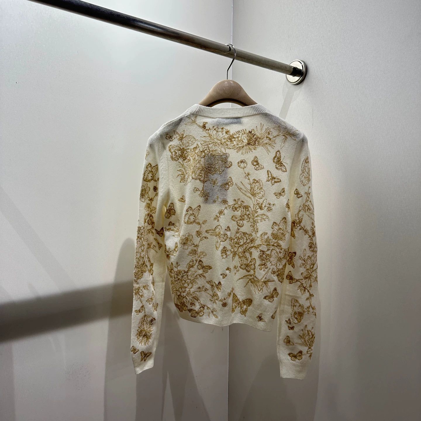 Christian Dior Monsieur Christian Dior mar563 Embroidered Butterfly Gold Wool 34 Size XS / US 0-2 / IT 36-38 - 2 Thumbnail