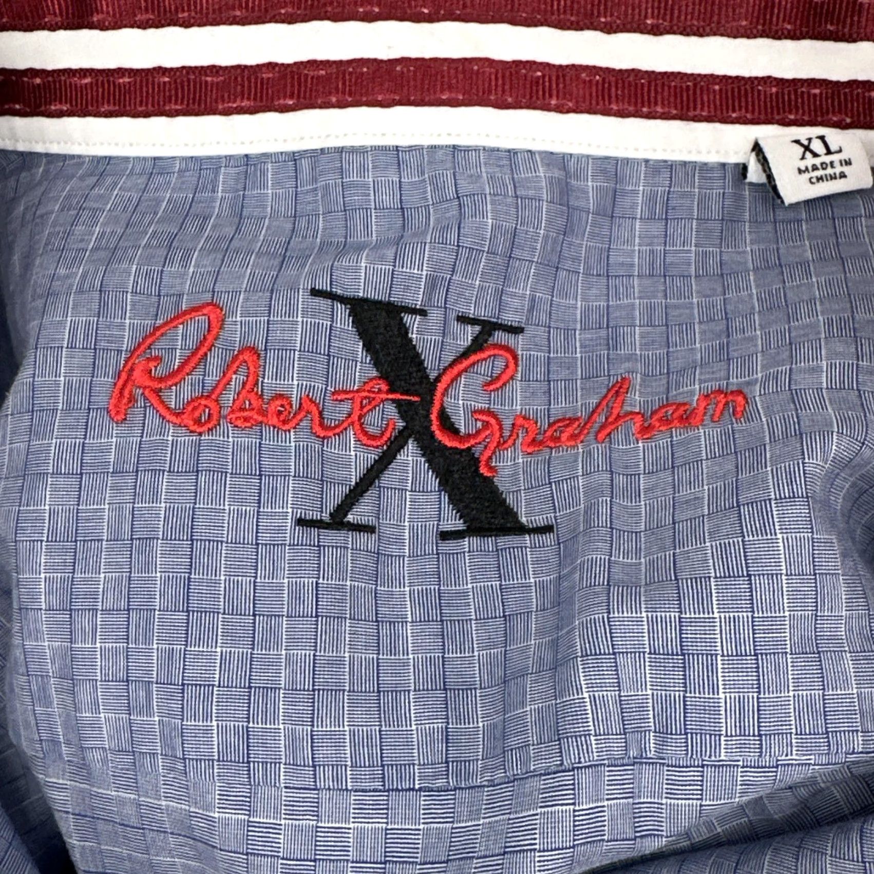 Robert Graham Robert Graham Shirt Mens XL Blue Check Tailored Fit Contrast Cuff Button Up Size US XL / EU 56 / 4 - 7 Thumbnail