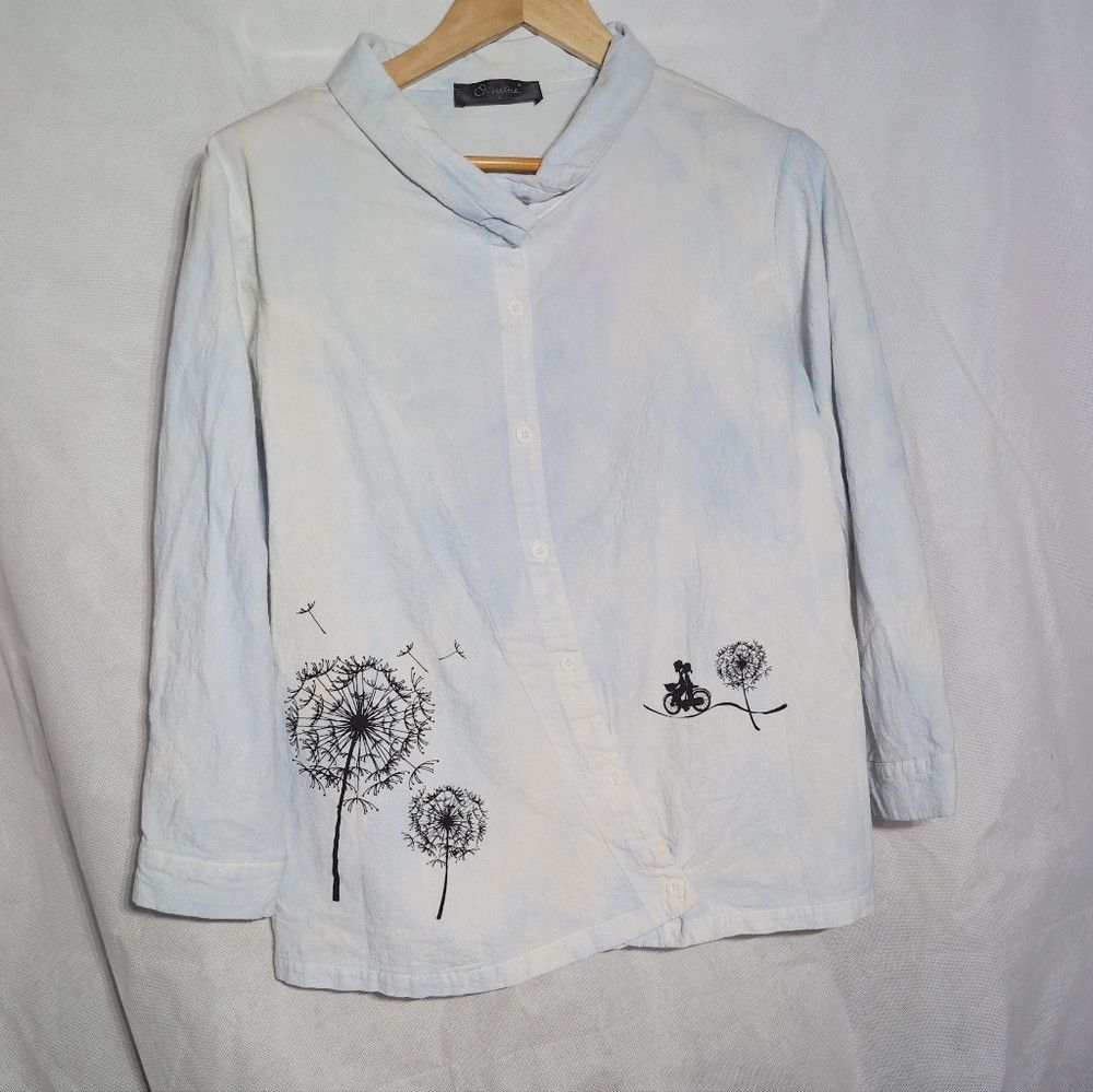 Other O-nelue Dandelion Sz L Asymmetrical Blouse Mottled Blue Size L / US 10 / IT 46 - 1 Thumbnail