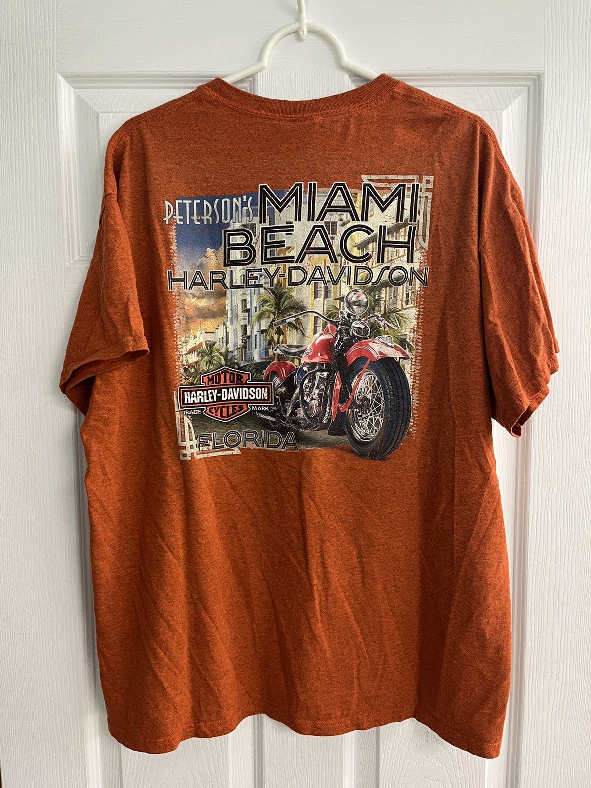 Harley Davidson Harley Davidson Miami Beach Florida Orange Tshirt Size US XL / EU 56 / 4 - 1 Thumbnail