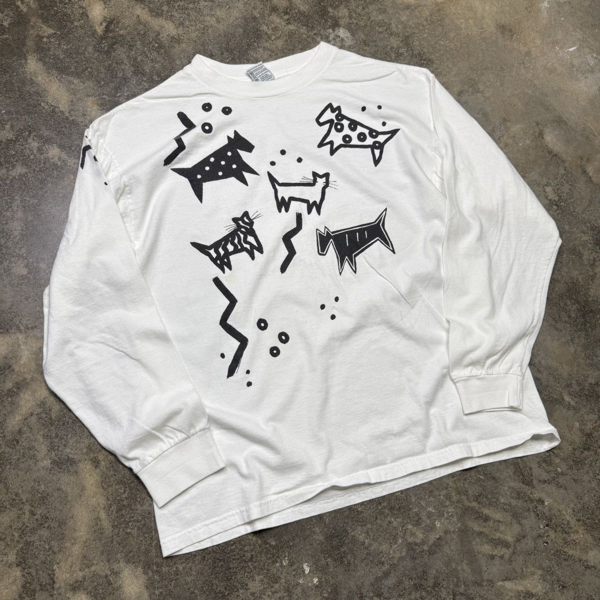 Vintage vintage longsleeve dog and cat weatern art tshirt Size US XL / EU 56 / 4 - 1 Thumbnail