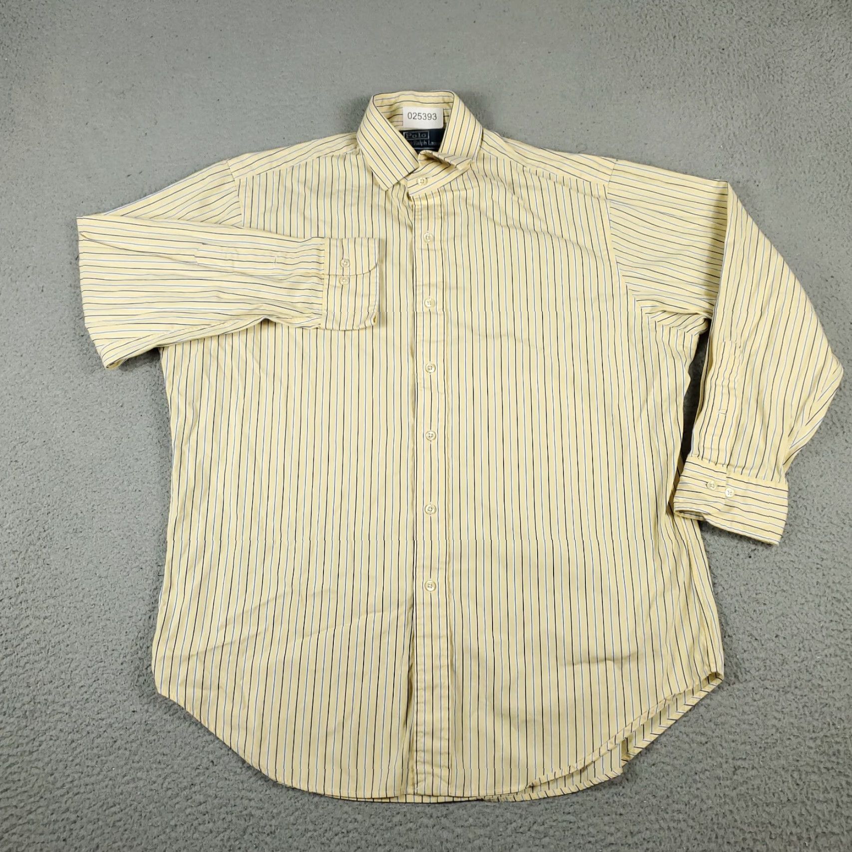 Ralph Lauren Ralph Lauren Dress Shirt Mens 16.5 Yellow Striped Long Sleeve Button Down Classic Size 42R - 2 Thumbnail