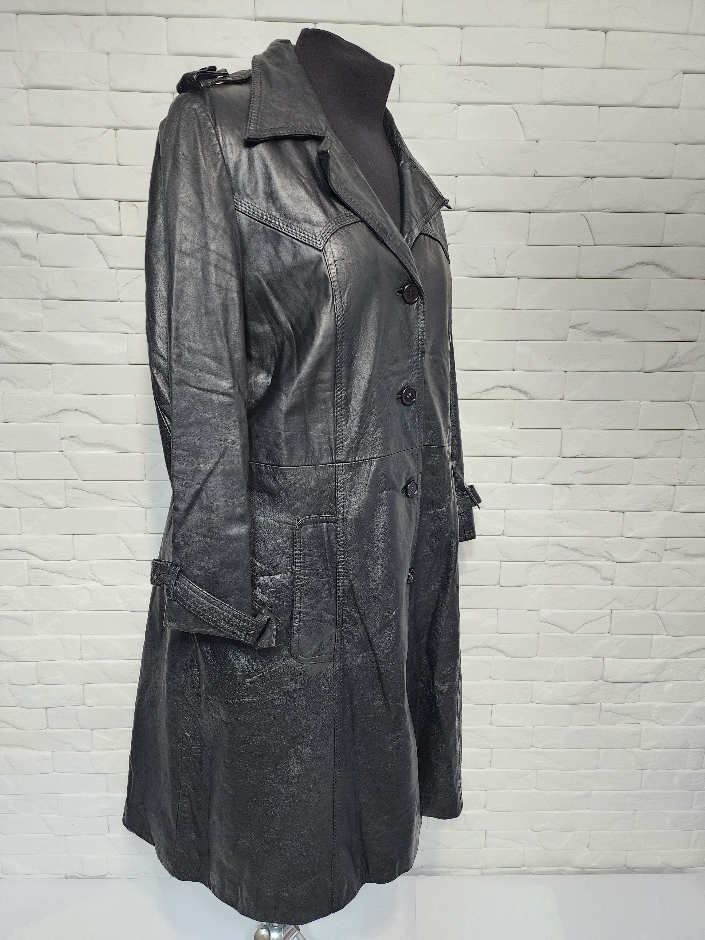 Hugo Boss Black leather long coat for women Size XL / US 12-14 / IT 48-50 - 3 Thumbnail