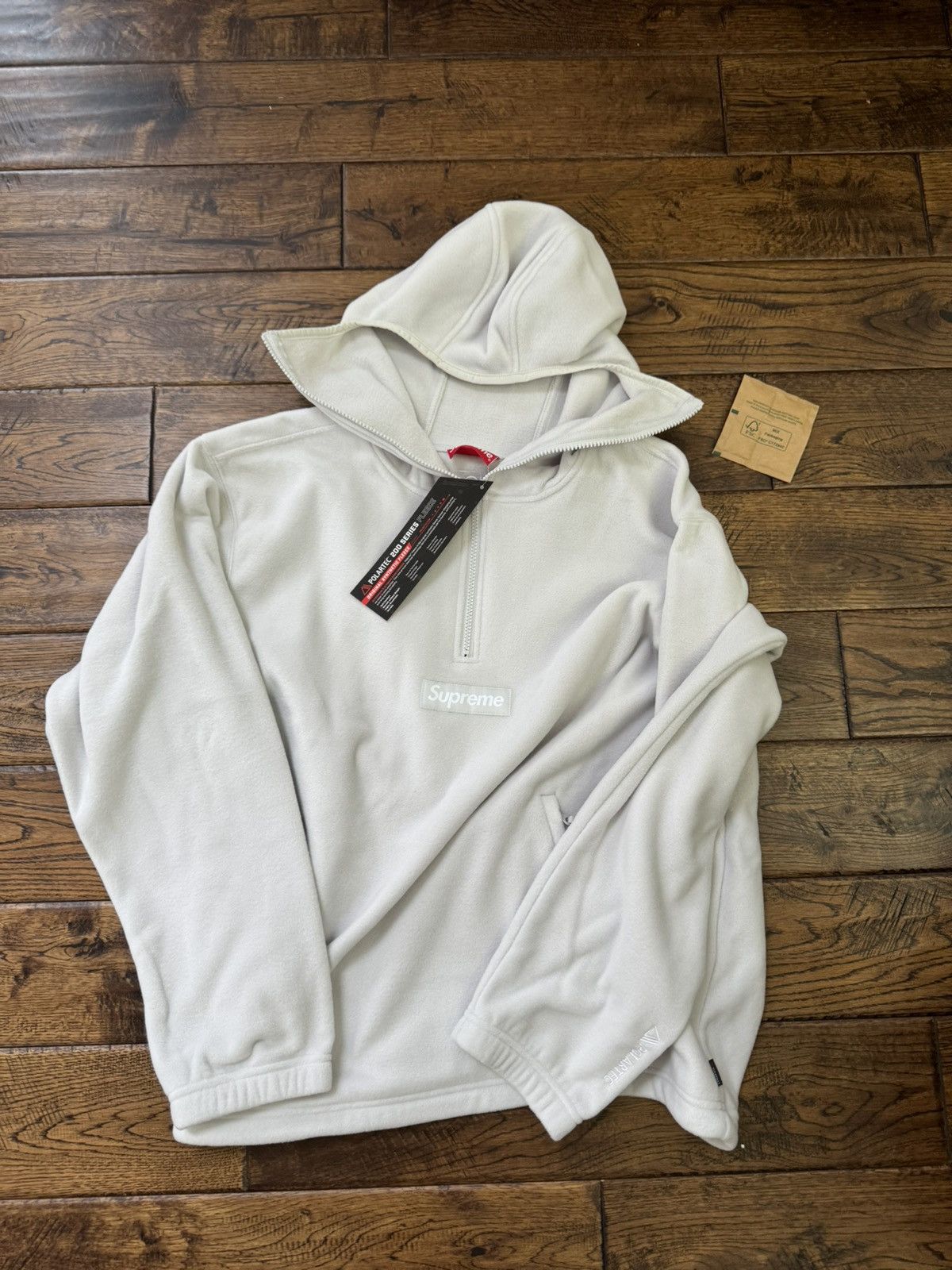 image of Supreme Polartec Facemask Zip Up Hoodie in Grey, Men's (Size Small)