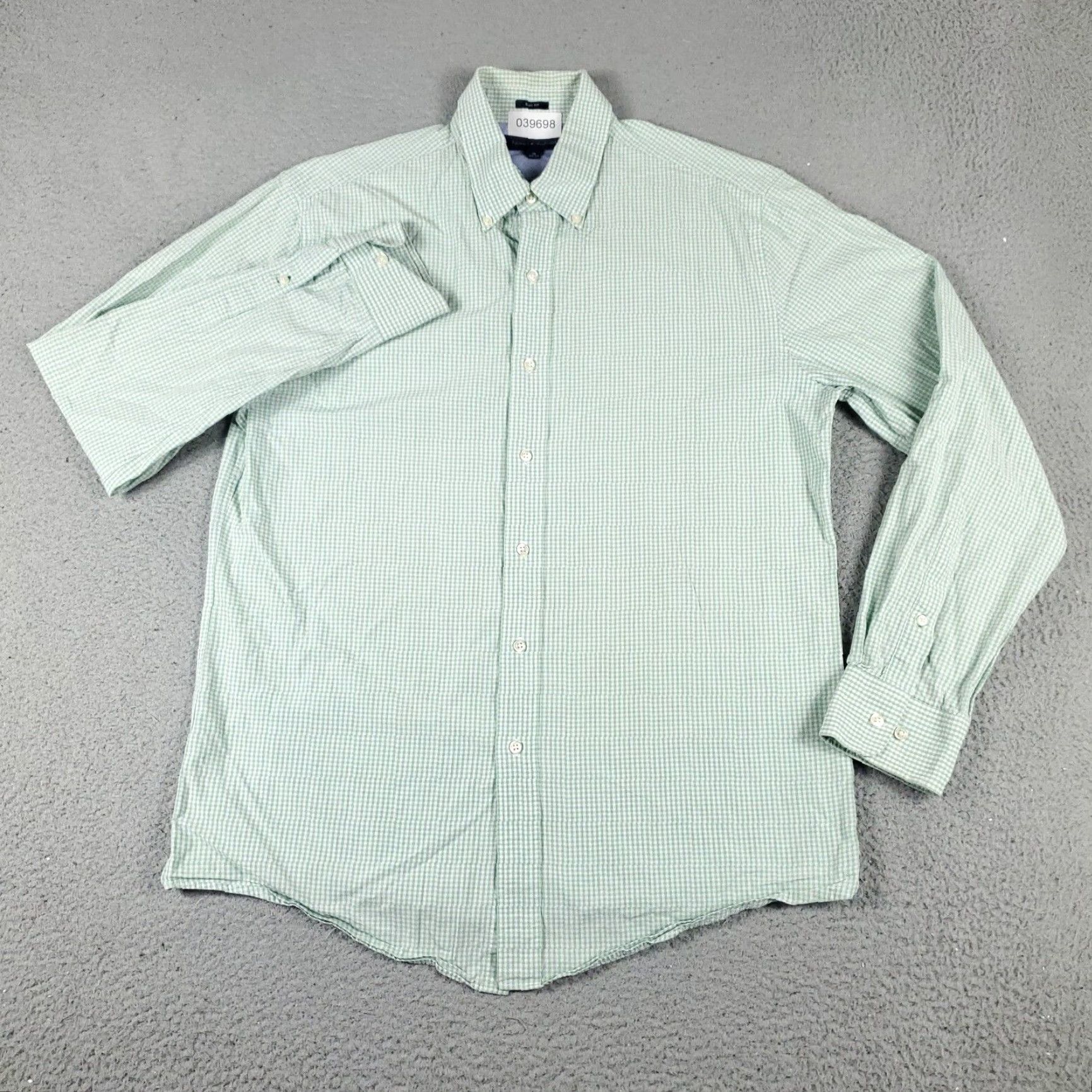 Tommy Hilfiger Tommy Hilfiger Shirt Mens 16 Green Check Dress Button Up Long Sleeve Shirt Dress Shirt Green 16 Tommy Hilfiger Men’s Button Up Dress Shirt Size 42R - 2 Thumbnail