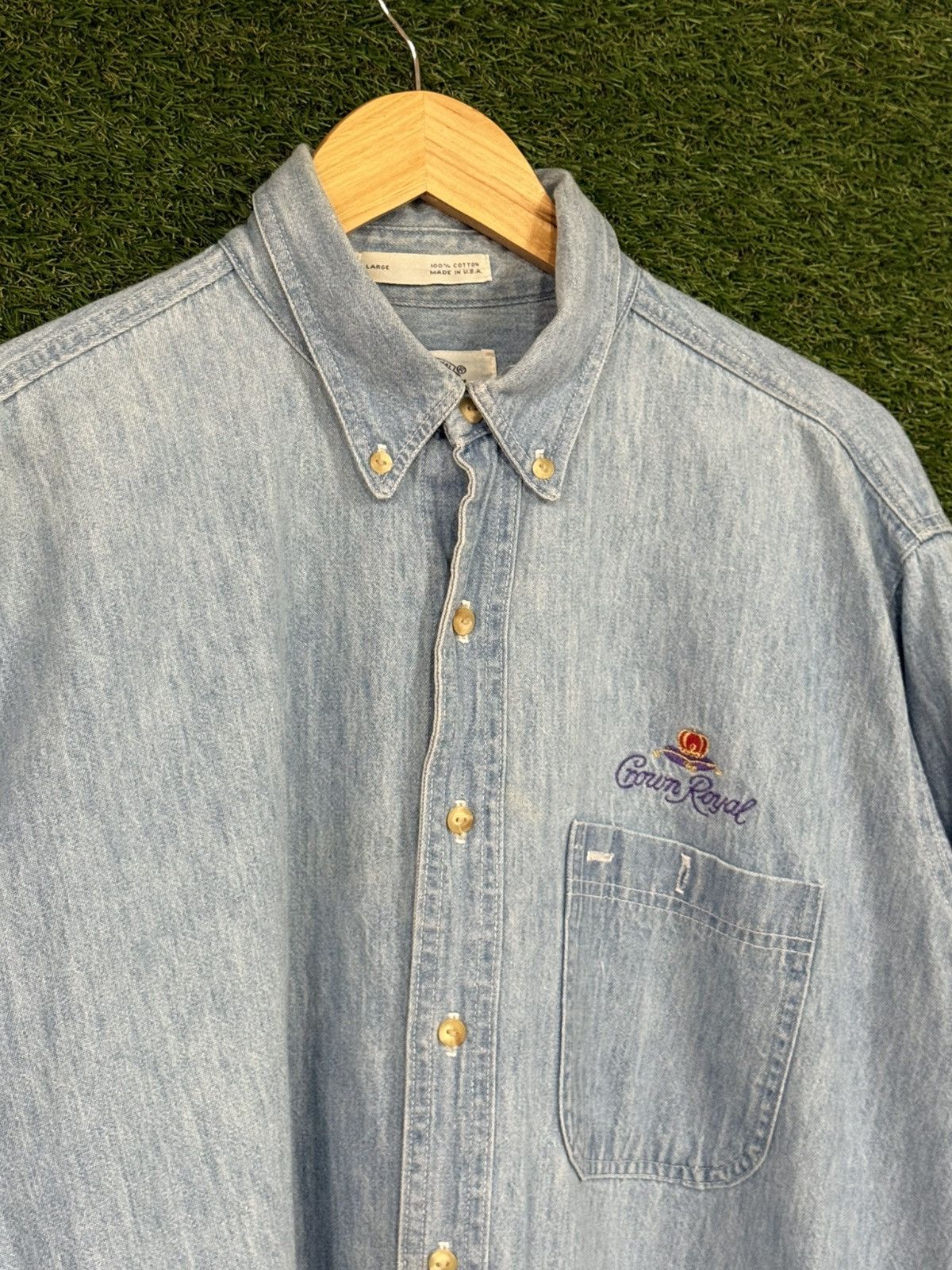 Vintage RARE Crown Royal Made in USA Denim Jean Whisky Shirt Liquor Size US L / EU 52-54 / 3 - 1 Thumbnail