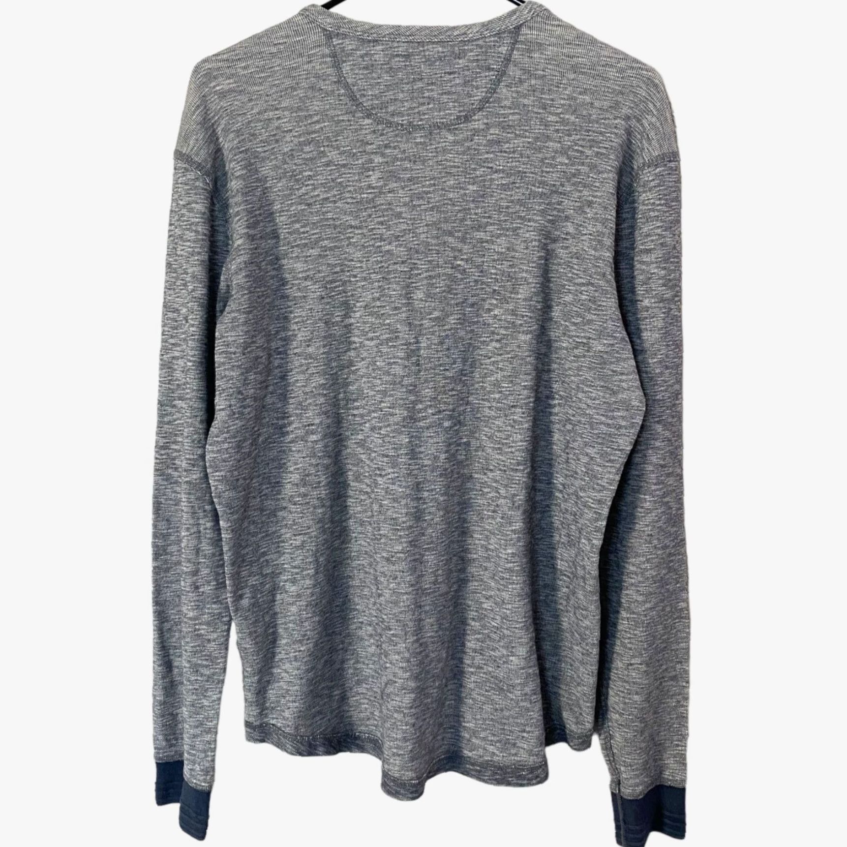 Lucky Brand VINTAGE Lucky Brand Twisted Slub Henley Shirt Men L Gray Navy Long-Sleeve Size US L / EU 52-54 / 3 - 3 Thumbnail