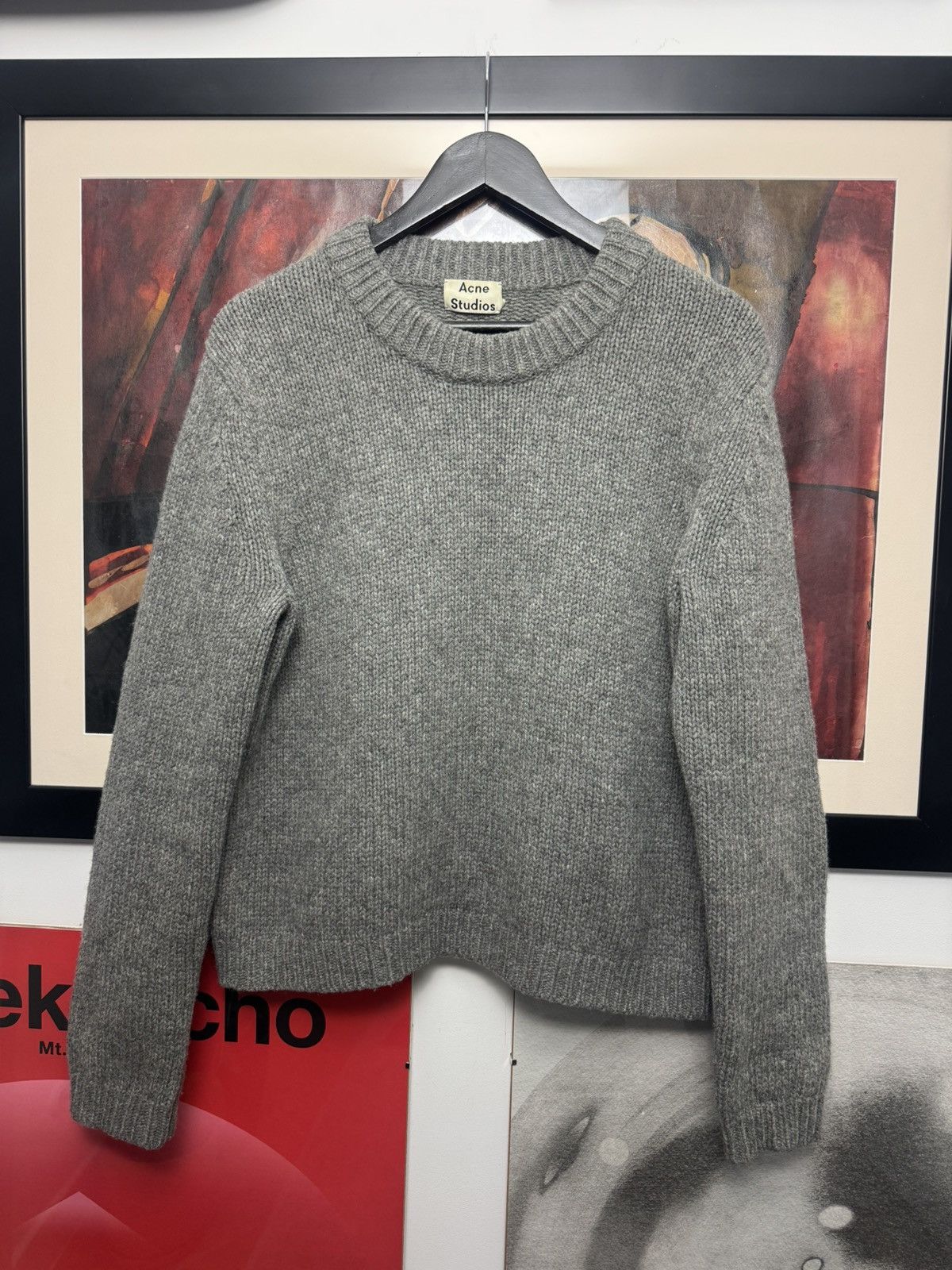 Acne Studios 100% Wool Sweater Designer Perfect Knit Gray