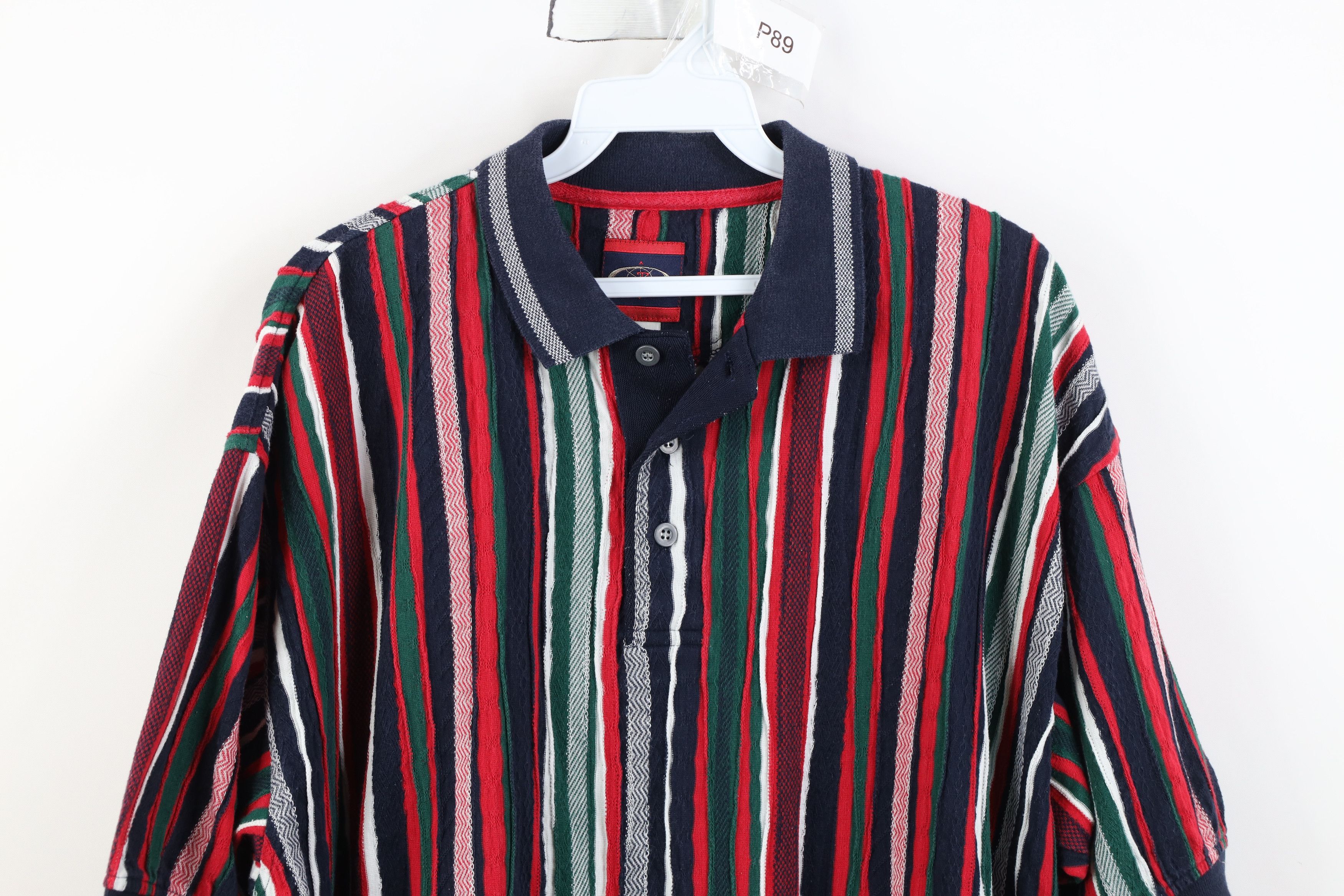 Vintage Vintage 90s Streetwear Coogi Style Striped Golf Polo Shirt Size US L / EU 52-54 / 3 - 2 Thumbnail