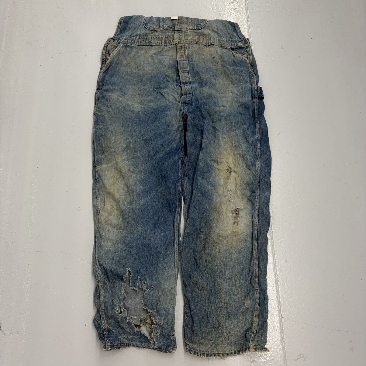 Other Vintage 50s Pointer Brand Distressed Denim Overalls 46x31 Size US 44 / EU 60 - 4 Thumbnail