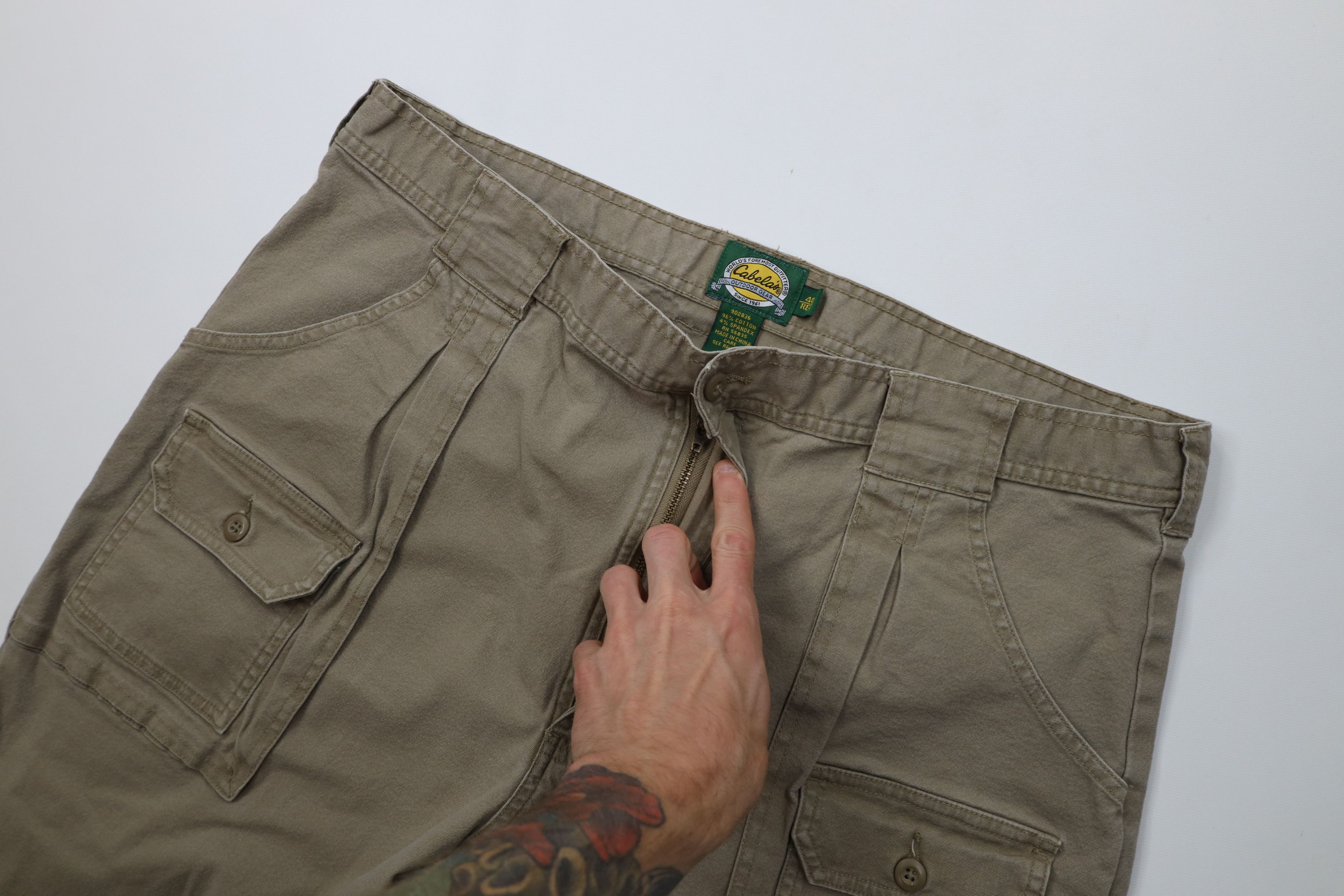 Cabelas Vintage Cabals Stretch Canvas Wide Leg Cargo Pants Beige Size US 40 / EU 56 - 6 Thumbnail