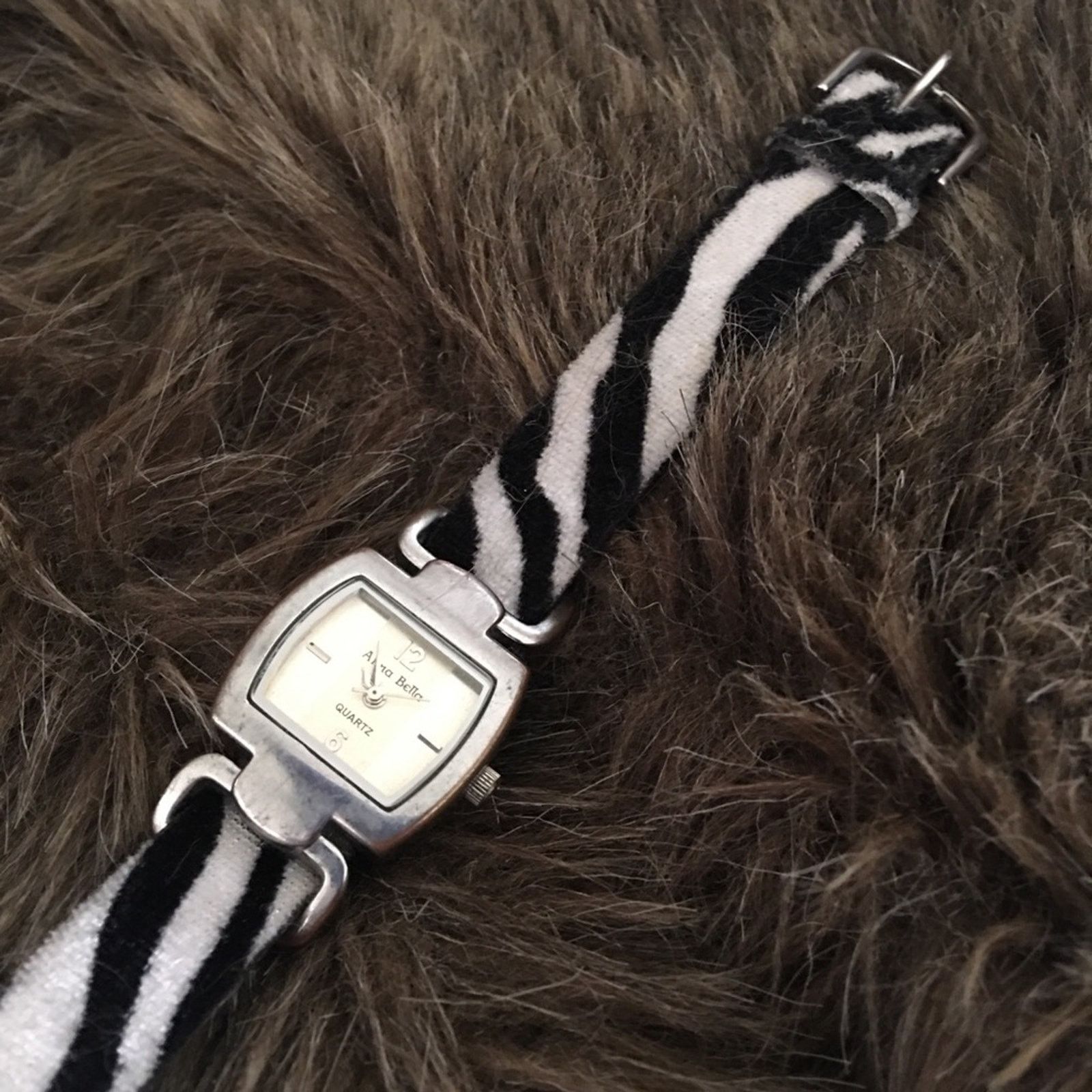 Jewelry Ladies Anna Bella zebra print band silver watch Size ONE SIZE - 5 Thumbnail