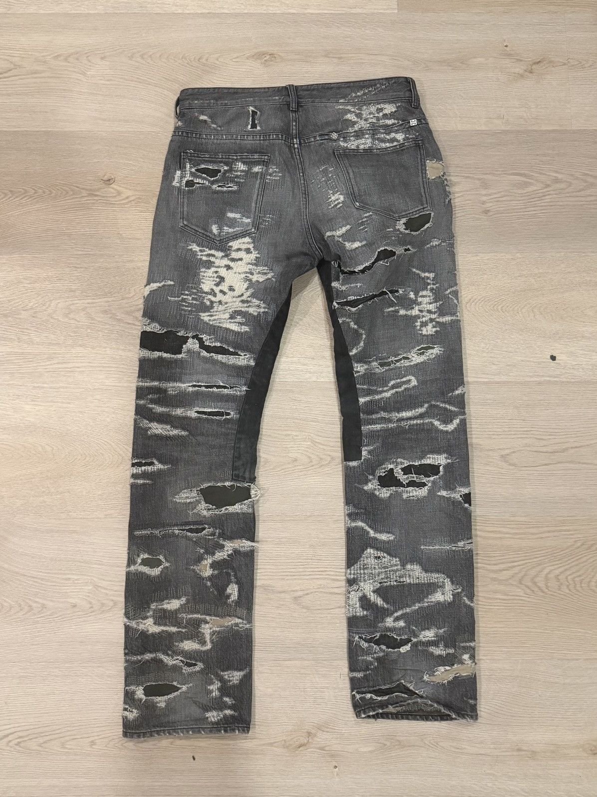 Givenchy Givenchy Moleskin Distressed Boro Denim Jeans Black Size US 33 - 2 Thumbnail